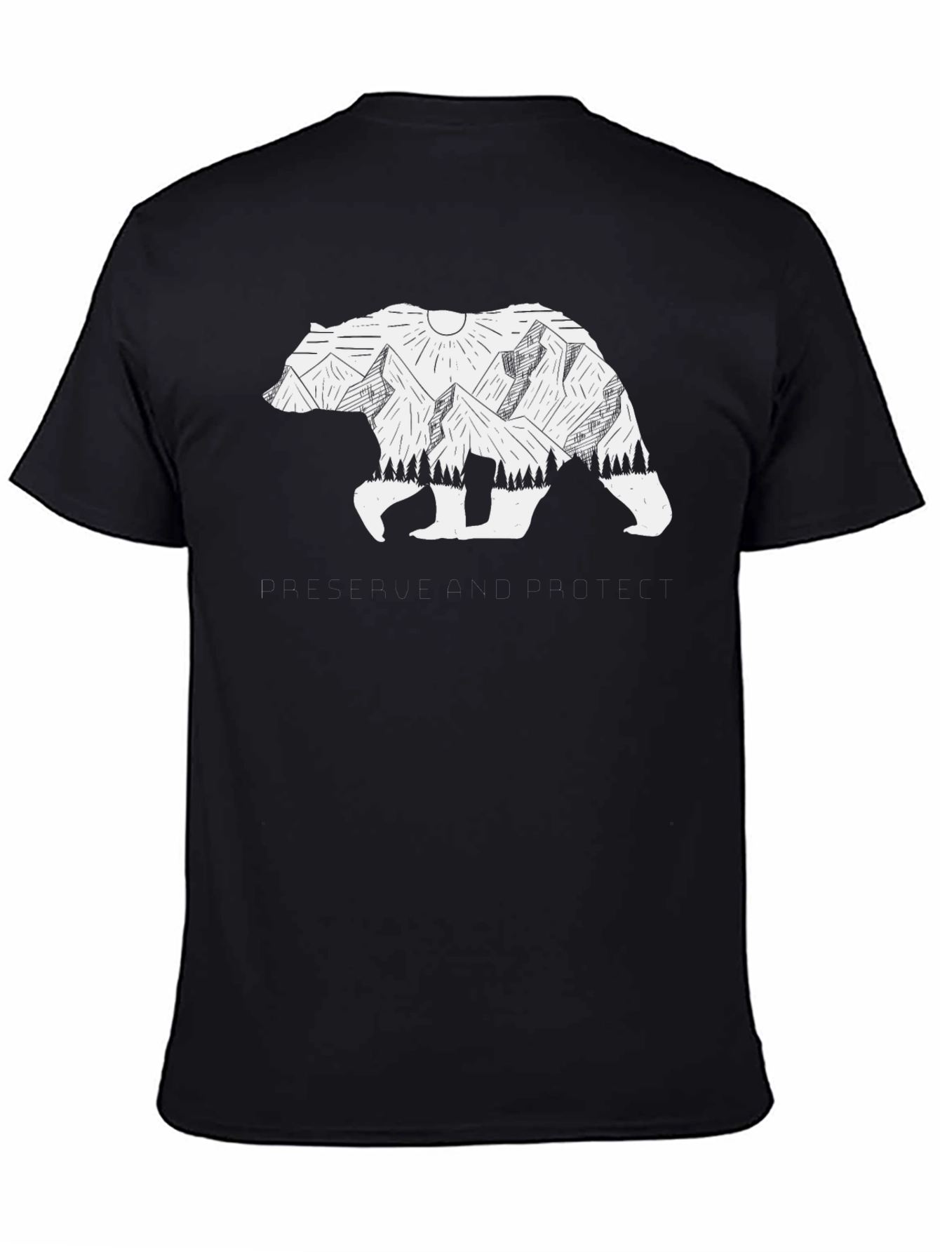 Bear & Mountain Graphic Tee - Black Unisex T-Shirt