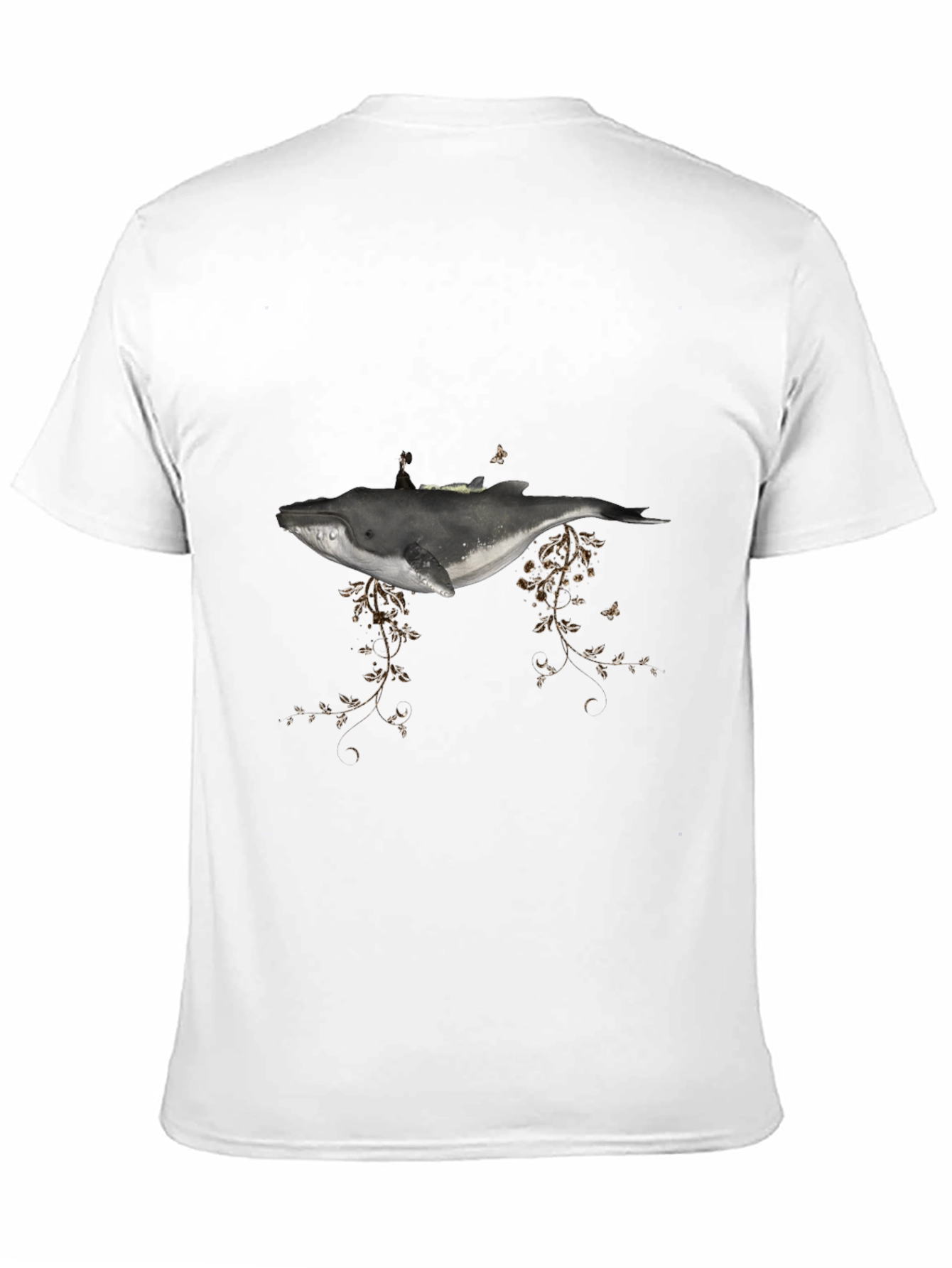 Whale Graphic Tee - Artistic Mens Black T-Shirt
