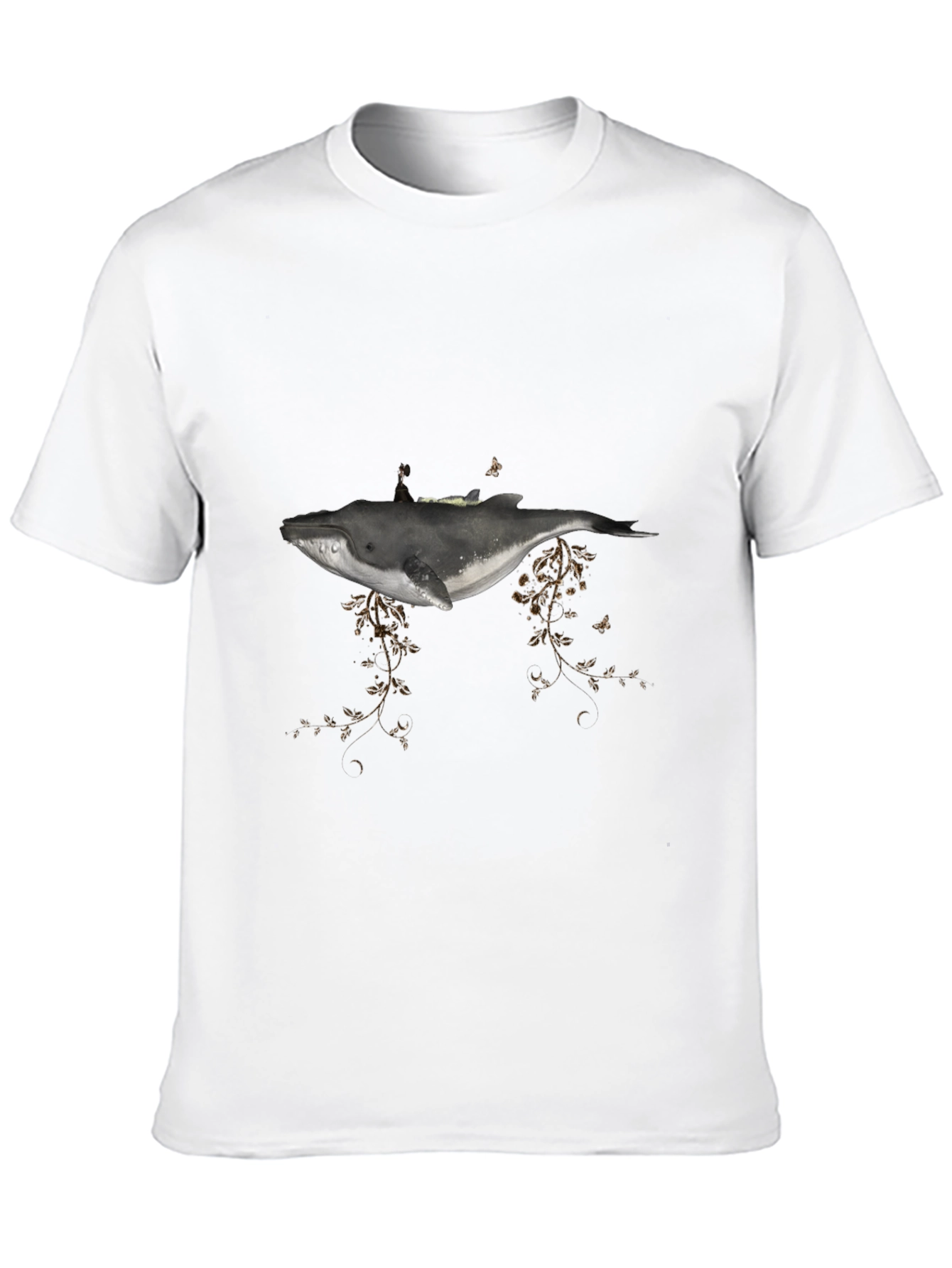 Whale Graphic Tee - Artistic Mens Black T-Shirt