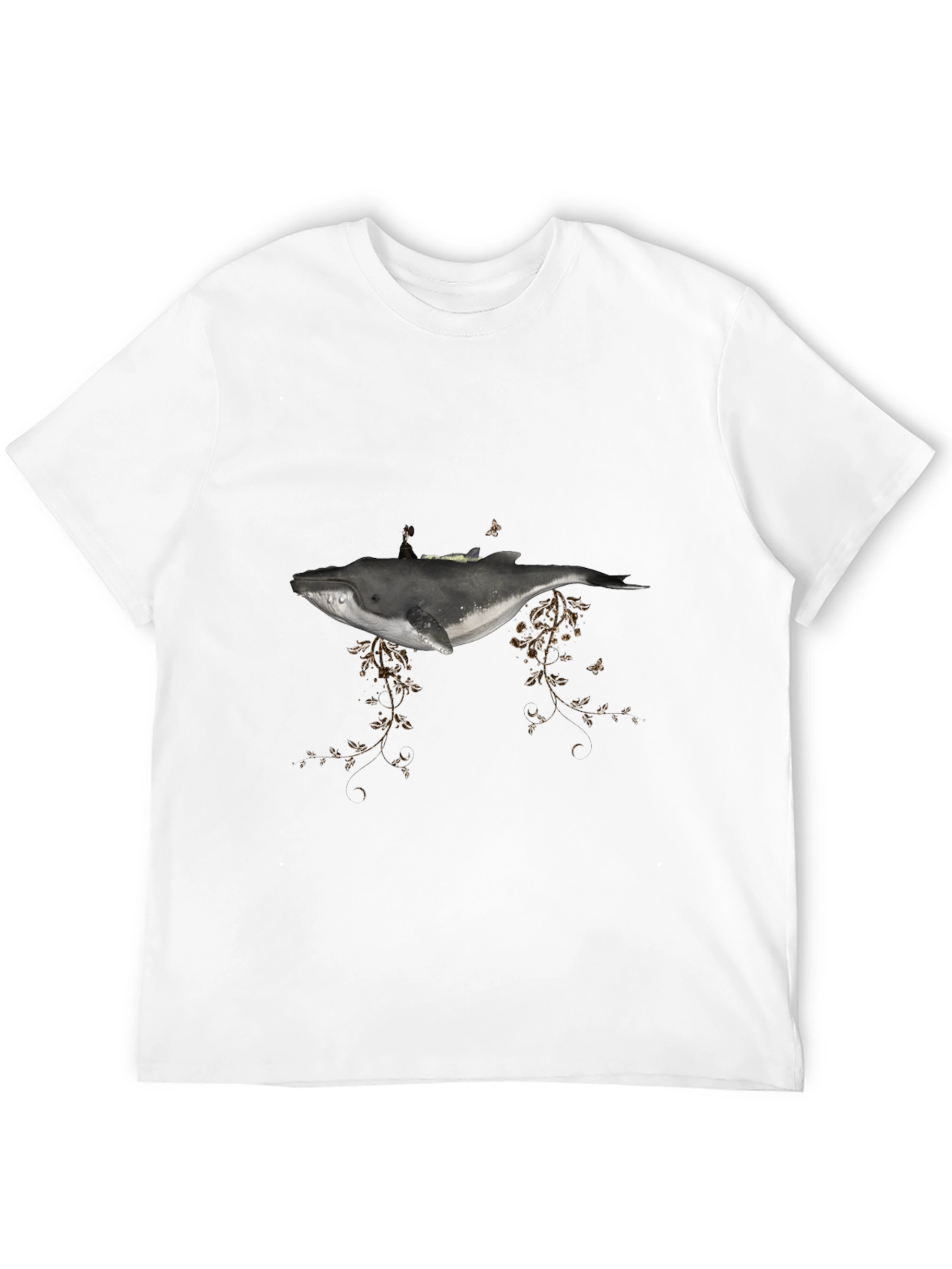 Whale Graphic Tee - Artistic Mens Black T-Shirt