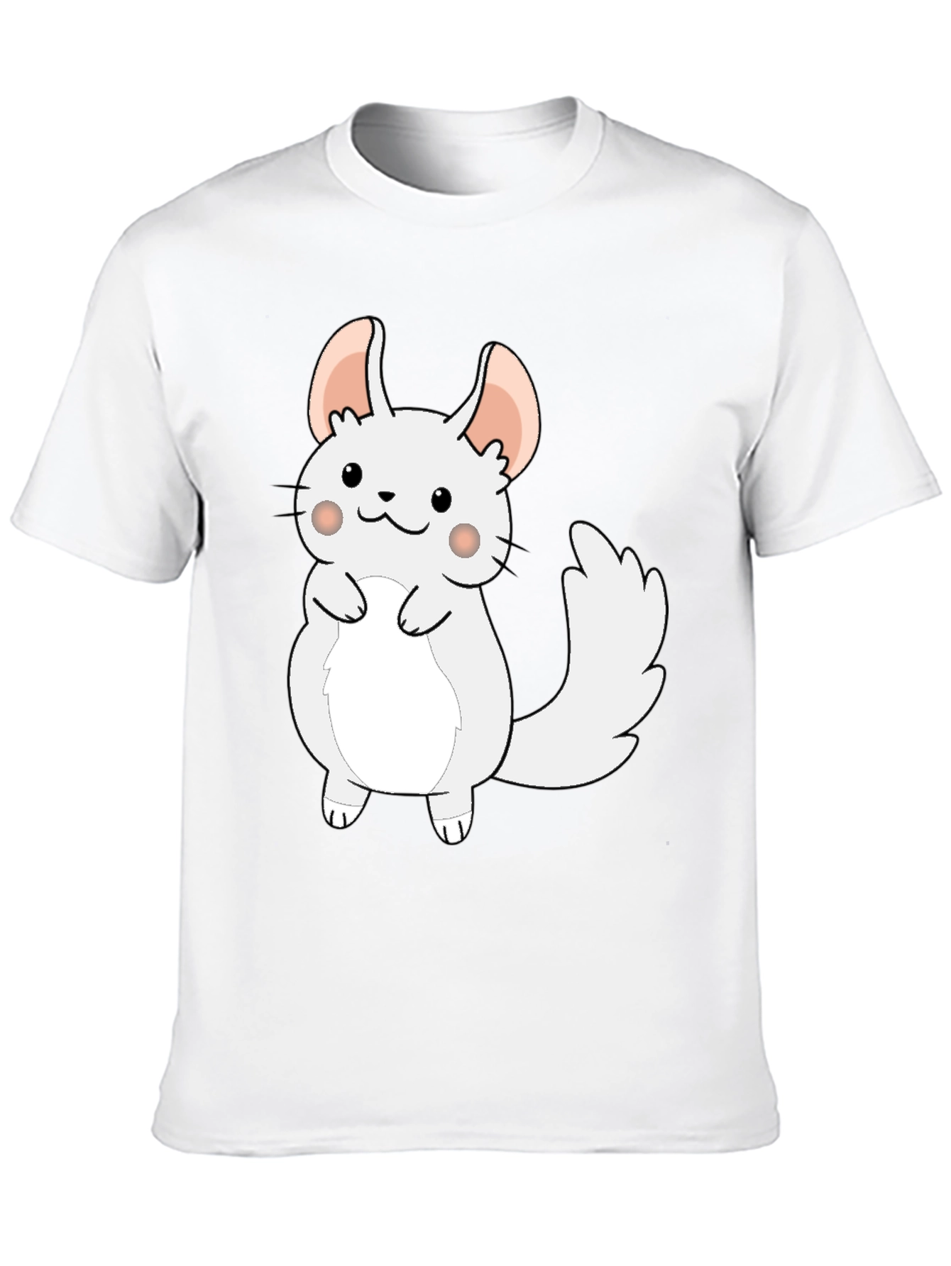 Cute Cartoon Chinchilla Graphic Tee - Black