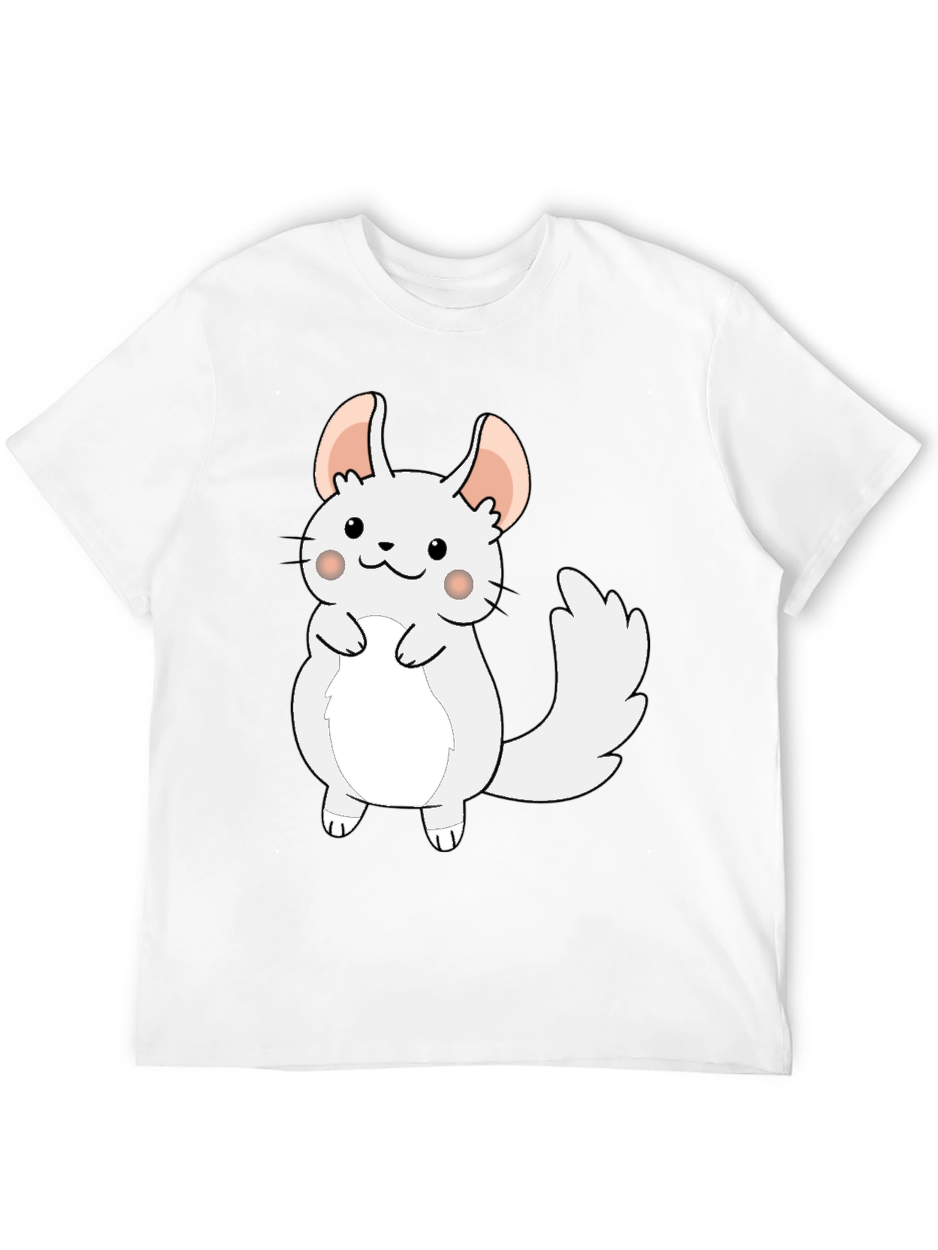Cute Cartoon Chinchilla Graphic Tee - Black
