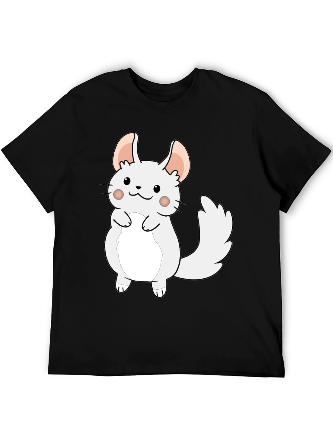 Cute Cartoon Chinchilla Graphic Tee - Black