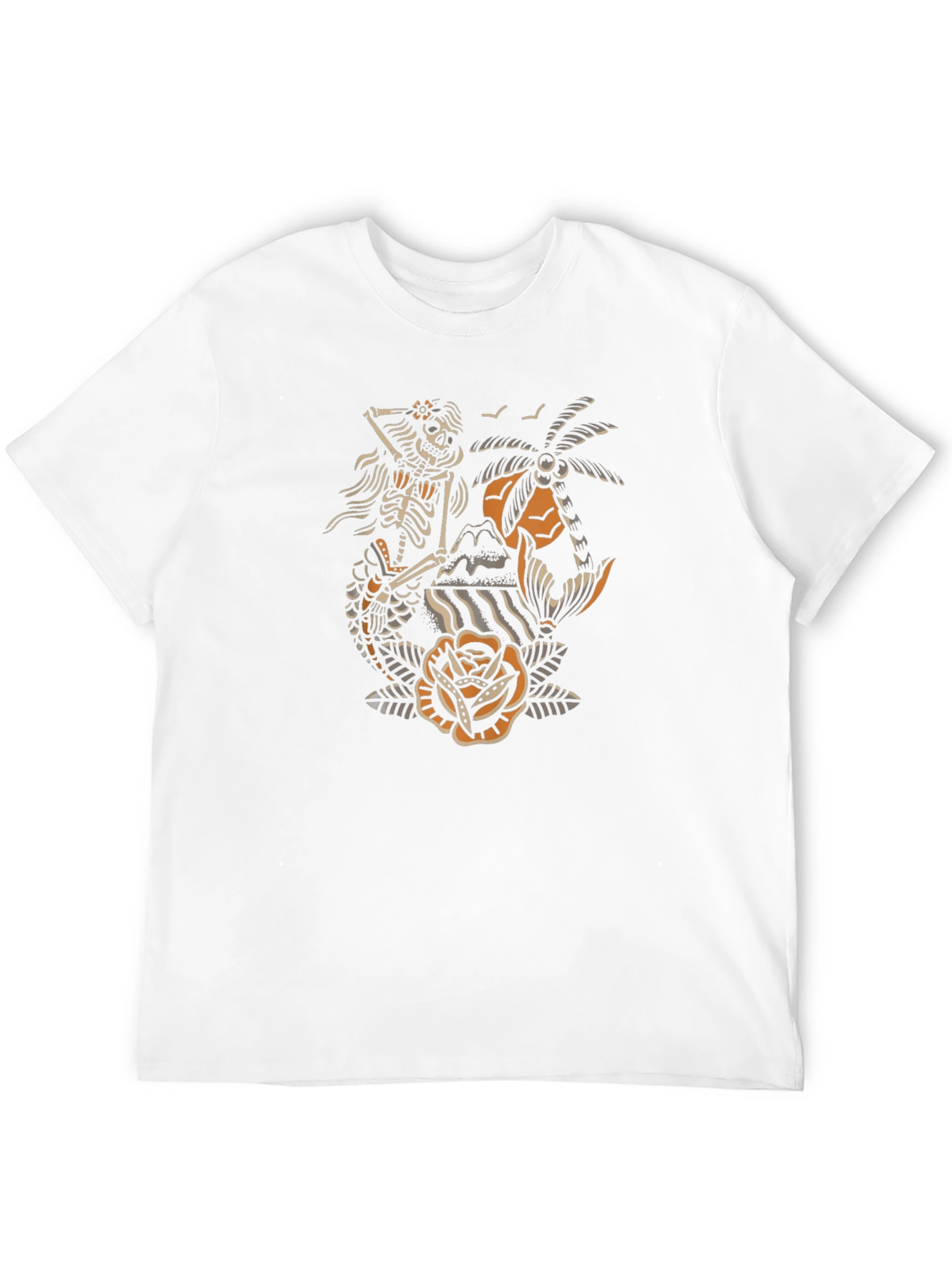 Skeleton Mermaid Tattoo Style Graphic Tee