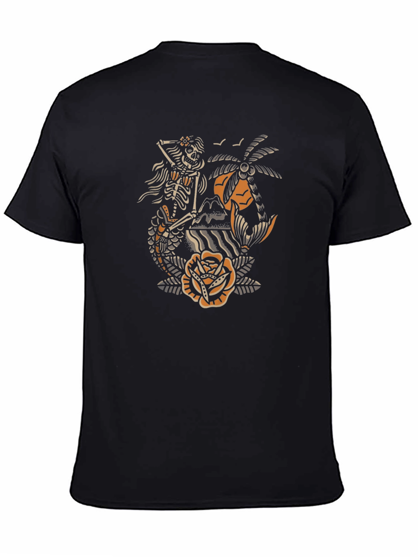 Skeleton Mermaid Tattoo Style Graphic Tee