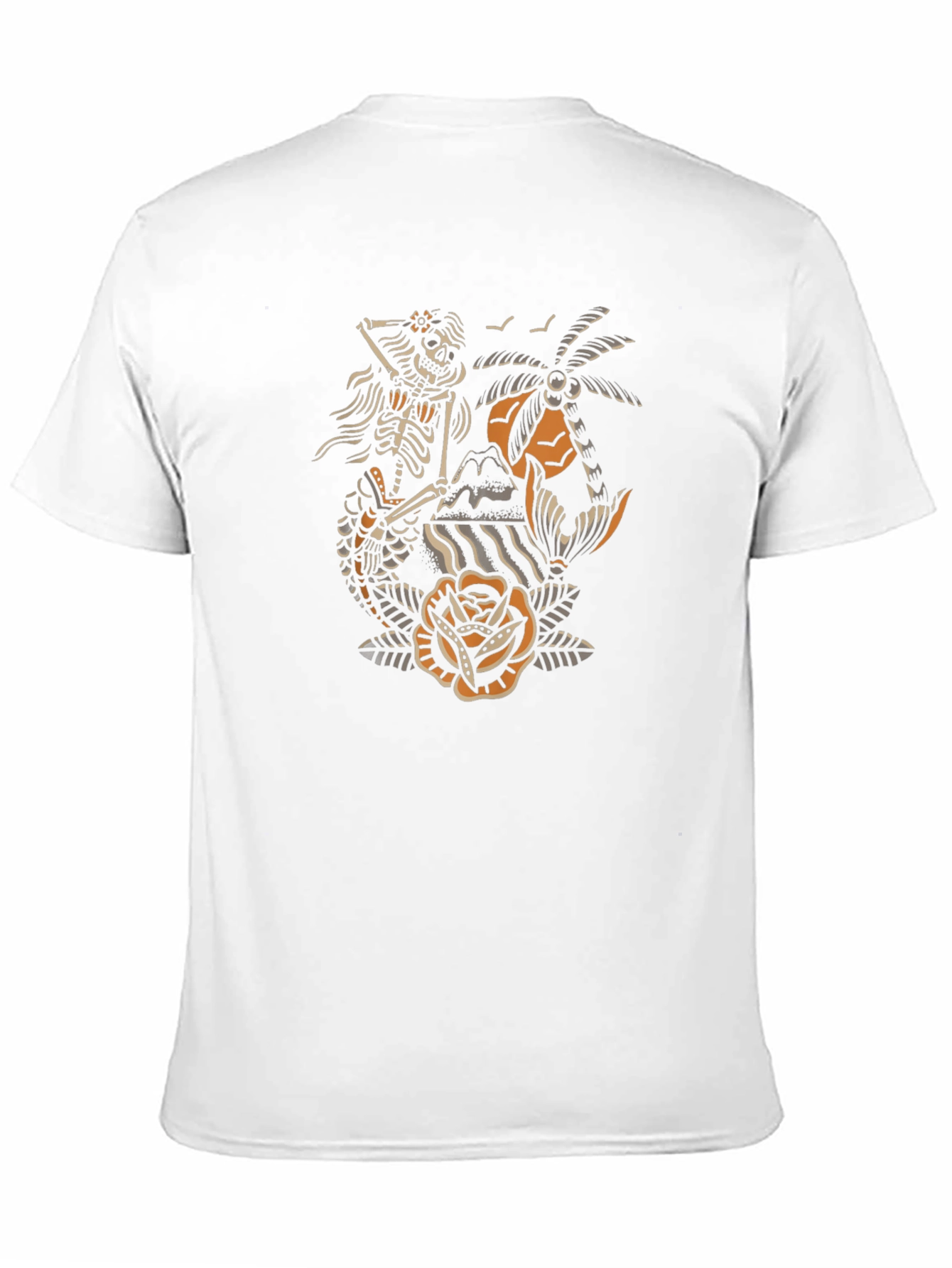Skeleton Mermaid Tattoo Style Graphic Tee
