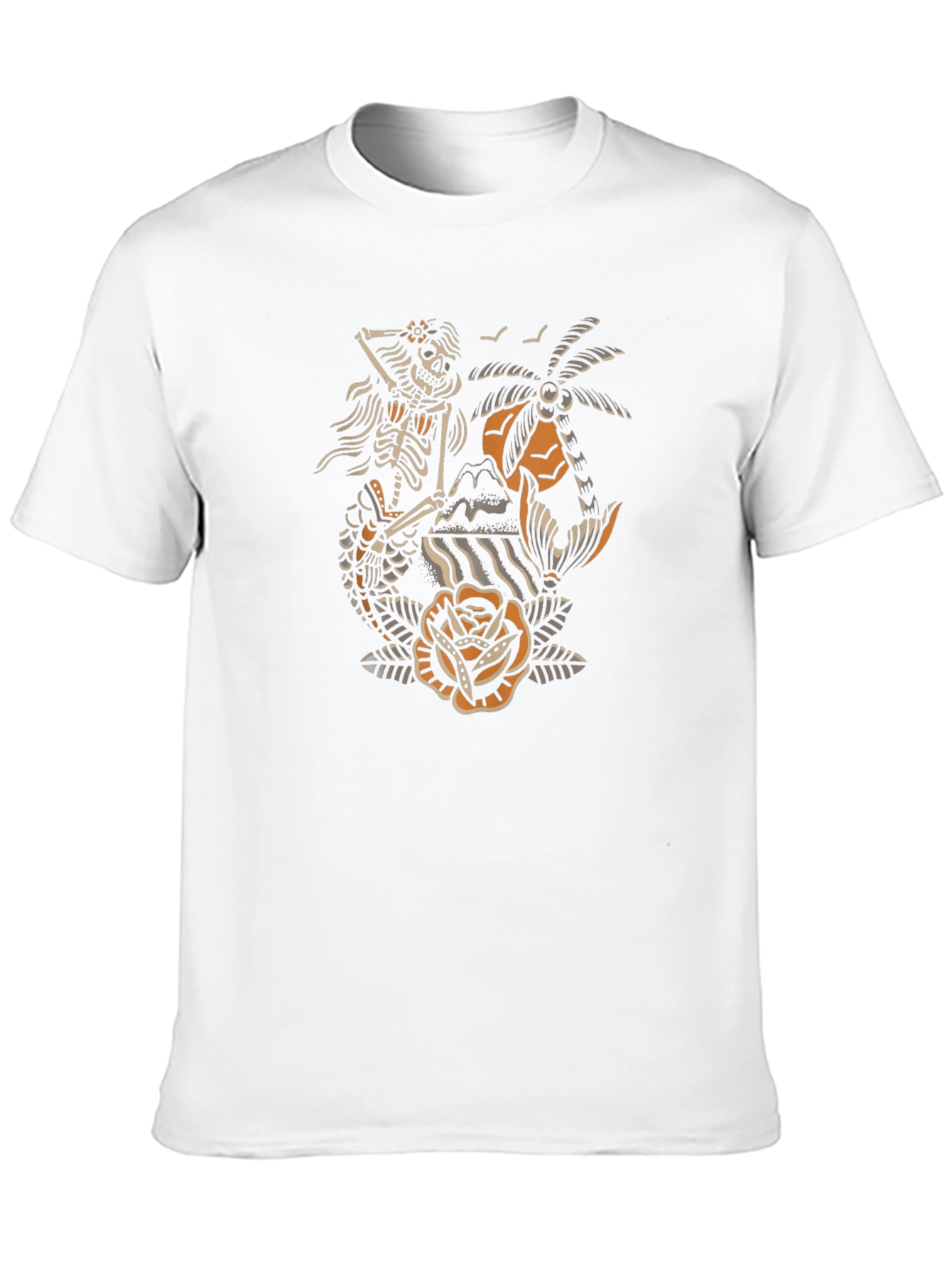 Skeleton Mermaid Tattoo Style Graphic Tee