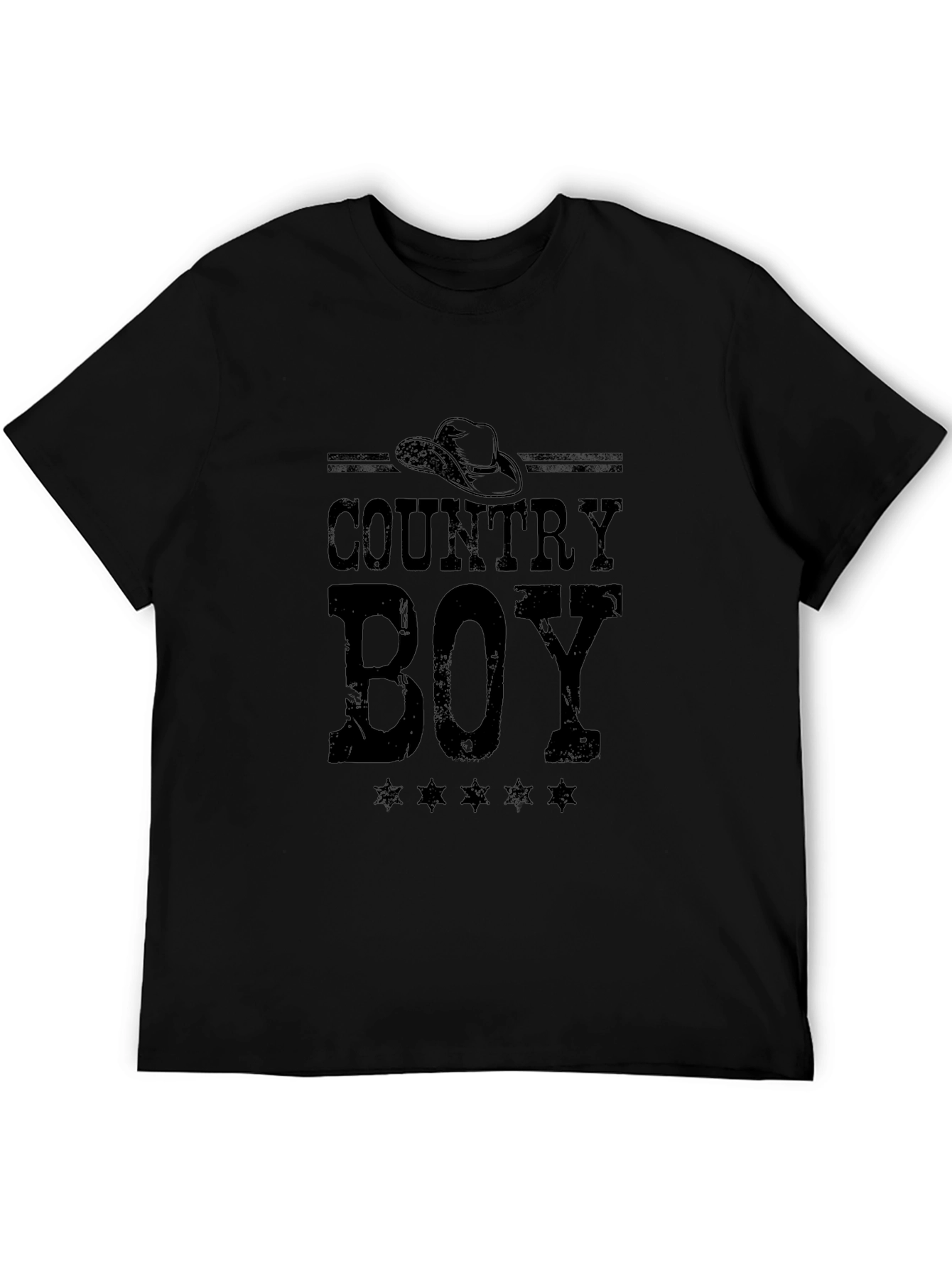 Country Boy Graphic Print Black T-Shirt
