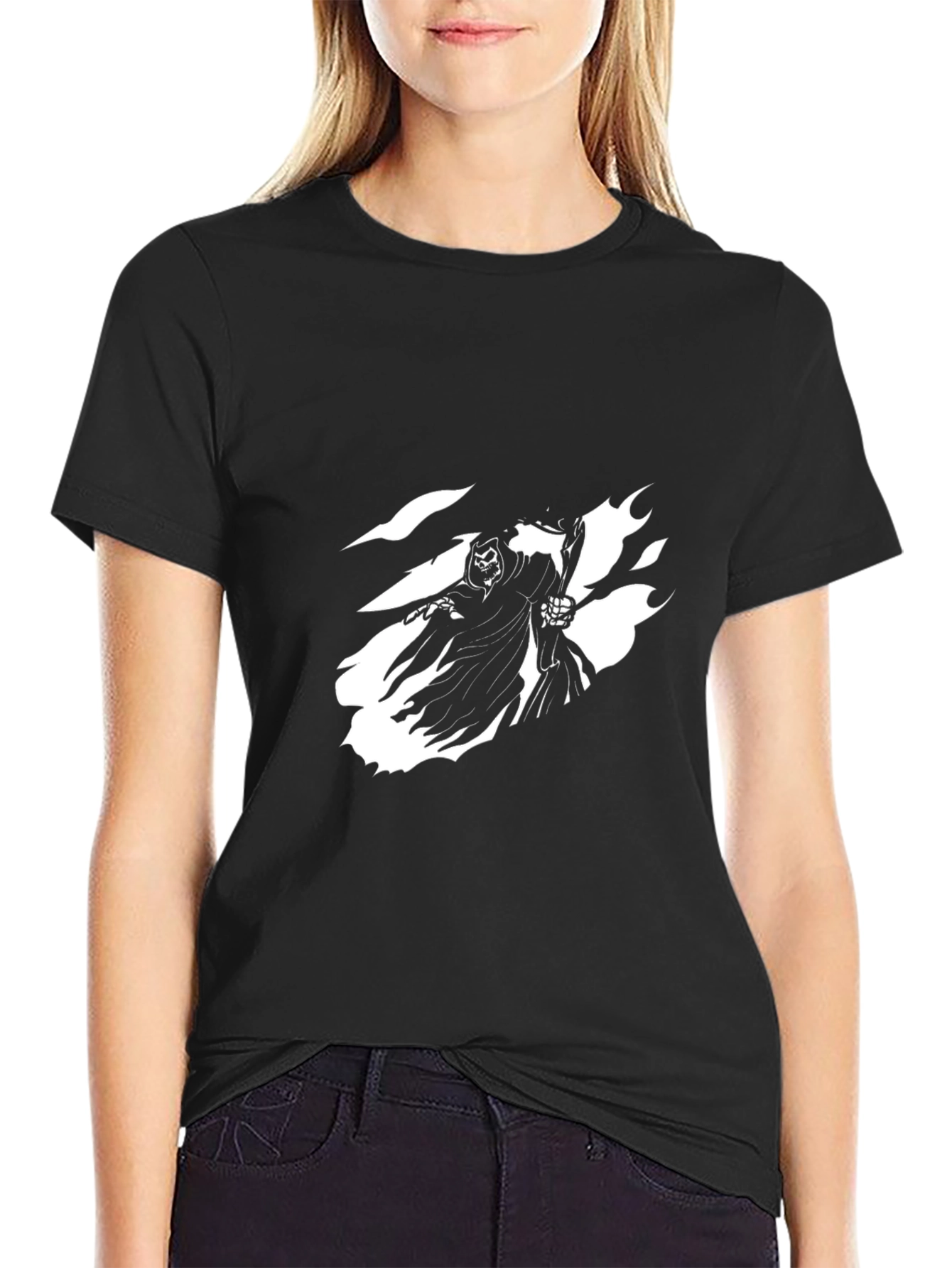 Grim Reaper Graphic Tee - Black Cotton T-Shirt