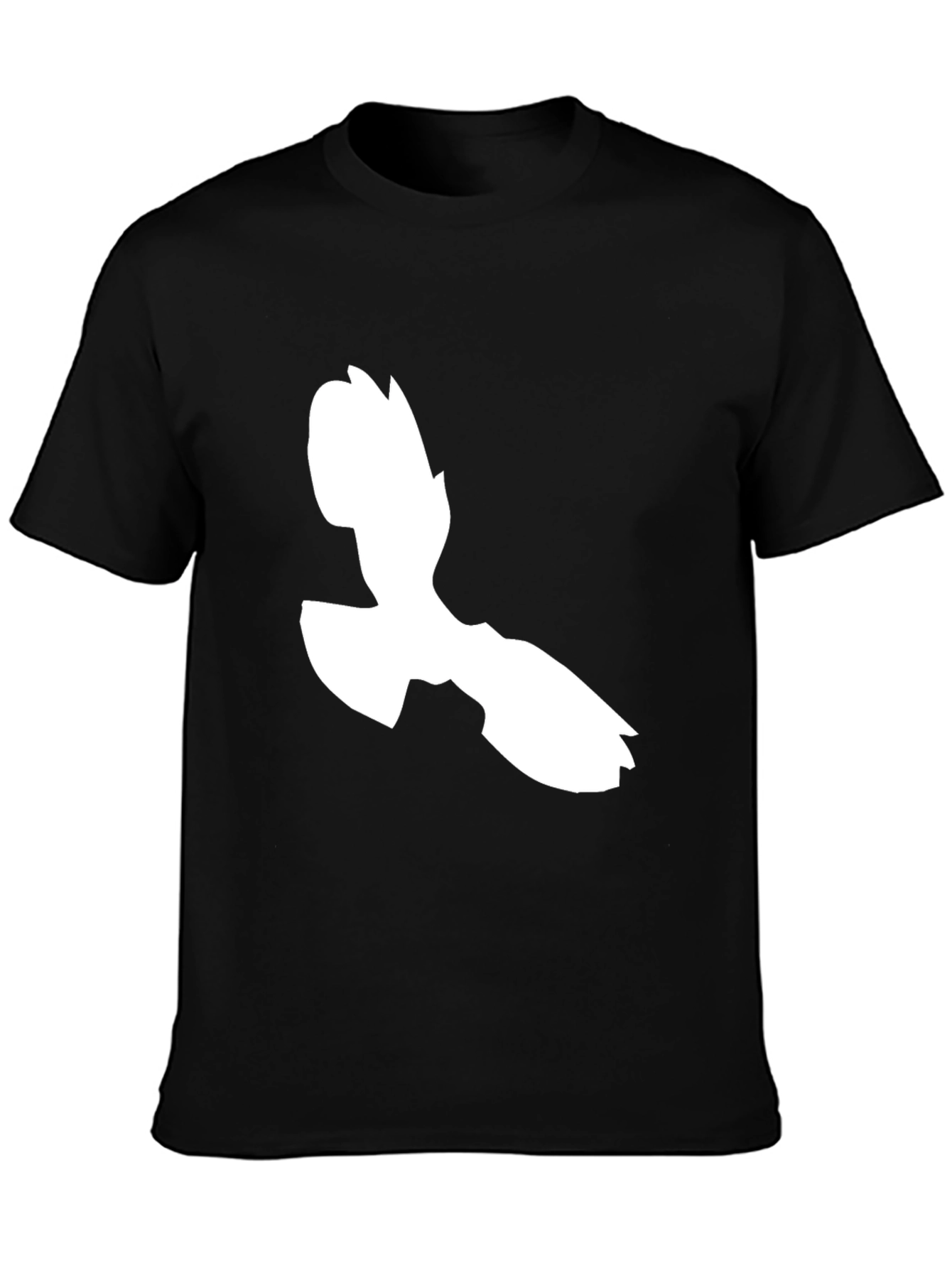 Black T-Shirt with White Bird Graphic