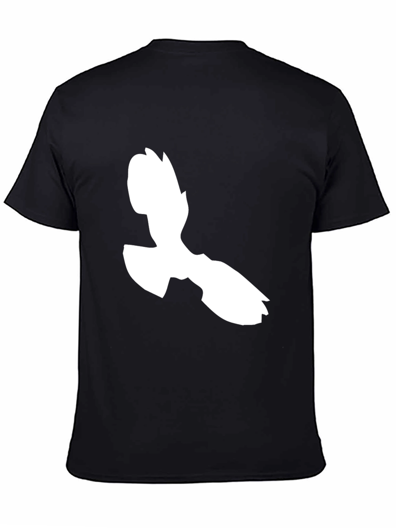 Black T-Shirt with White Bird Graphic