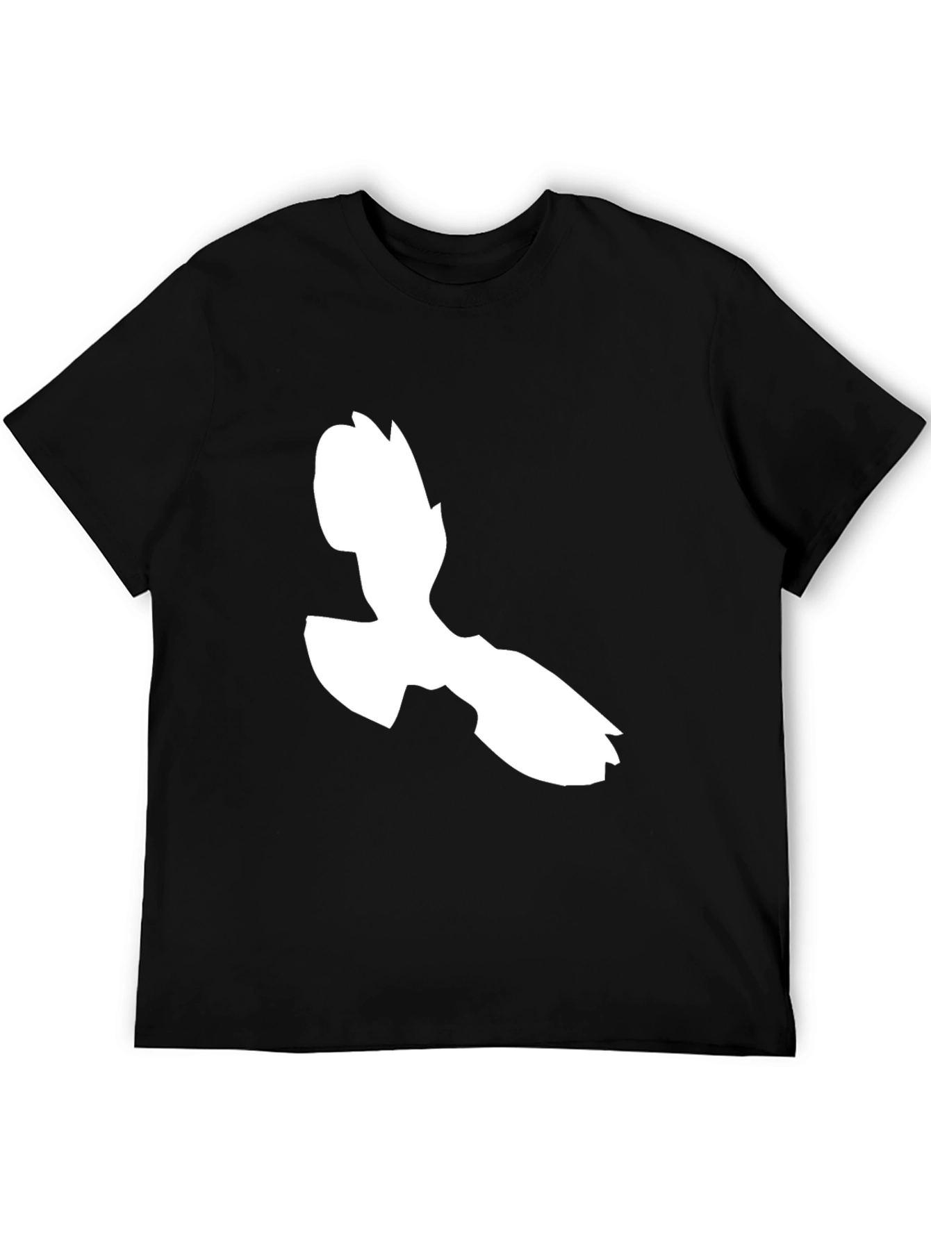 Black T-Shirt with White Bird Graphic