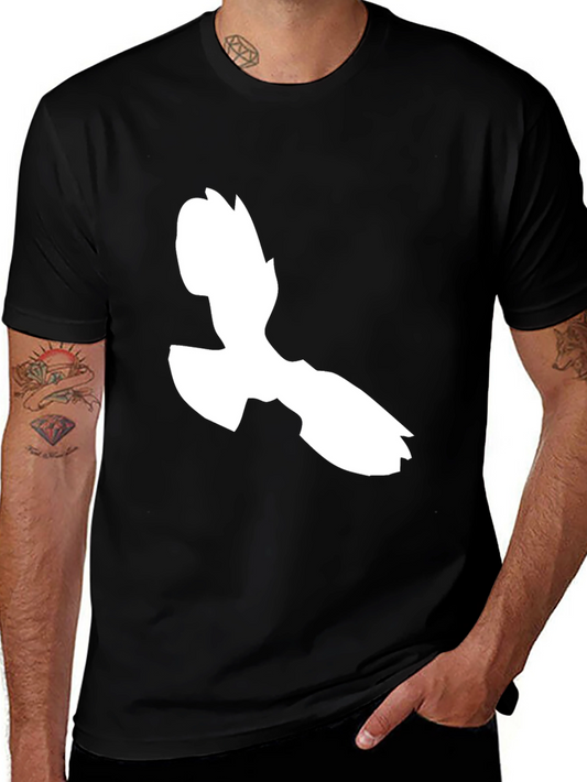 Black T-Shirt with White Bird Graphic