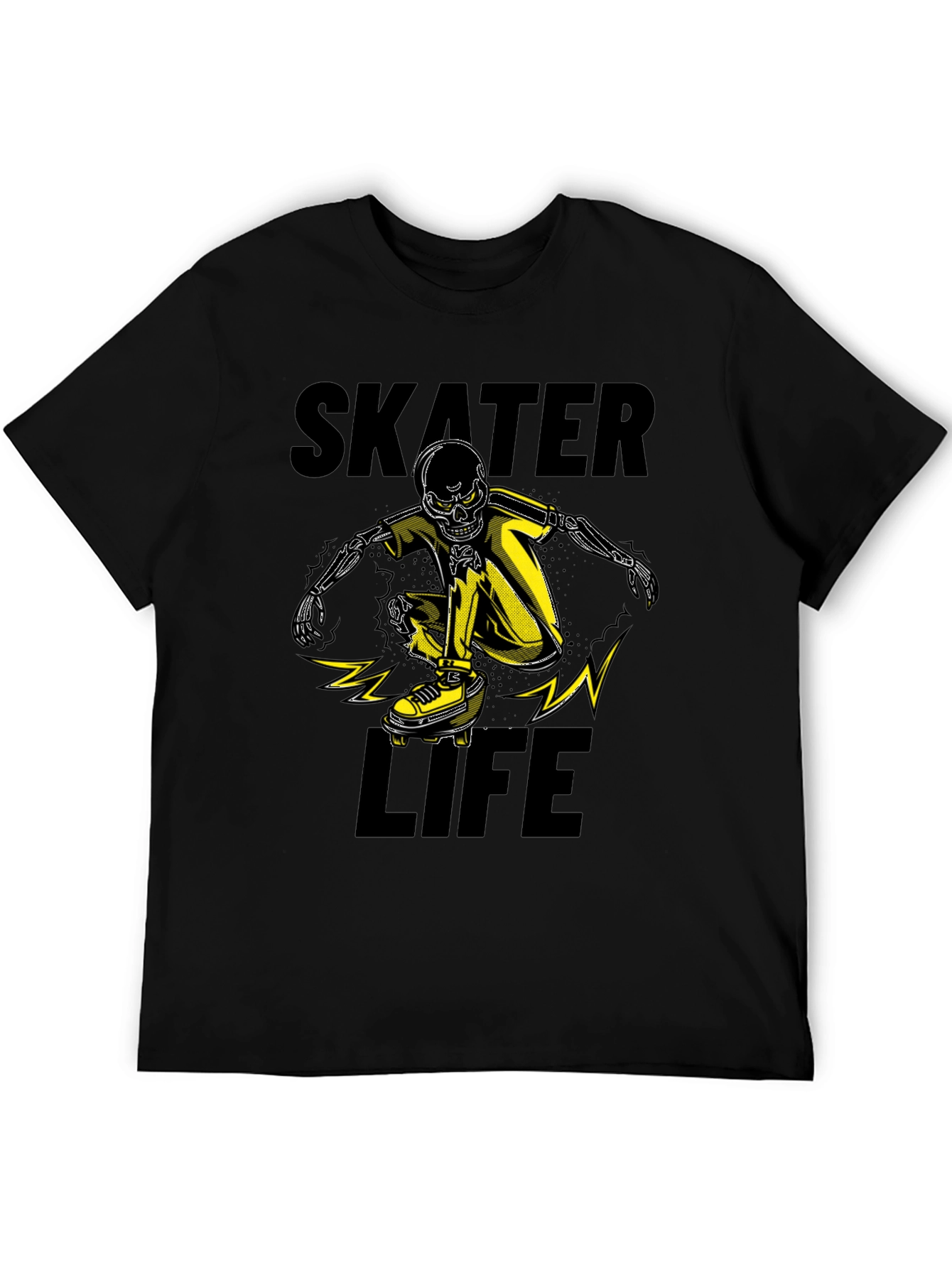 Skater Life Skeleton Graphic Tee - Black