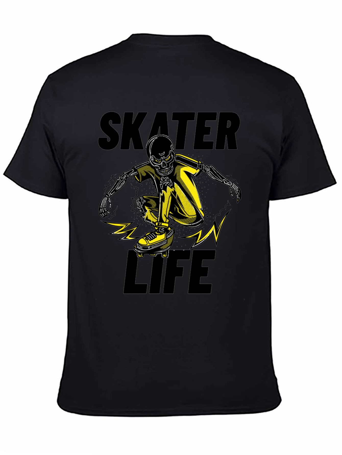 Skater Life Skeleton Graphic Tee - Black