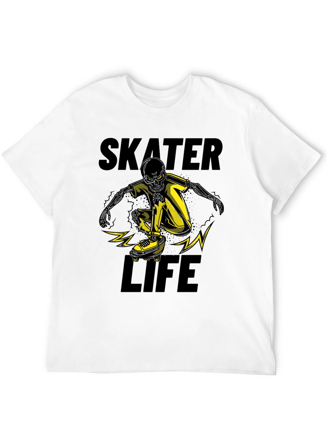 Skater Life Skeleton Graphic Tee - Black
