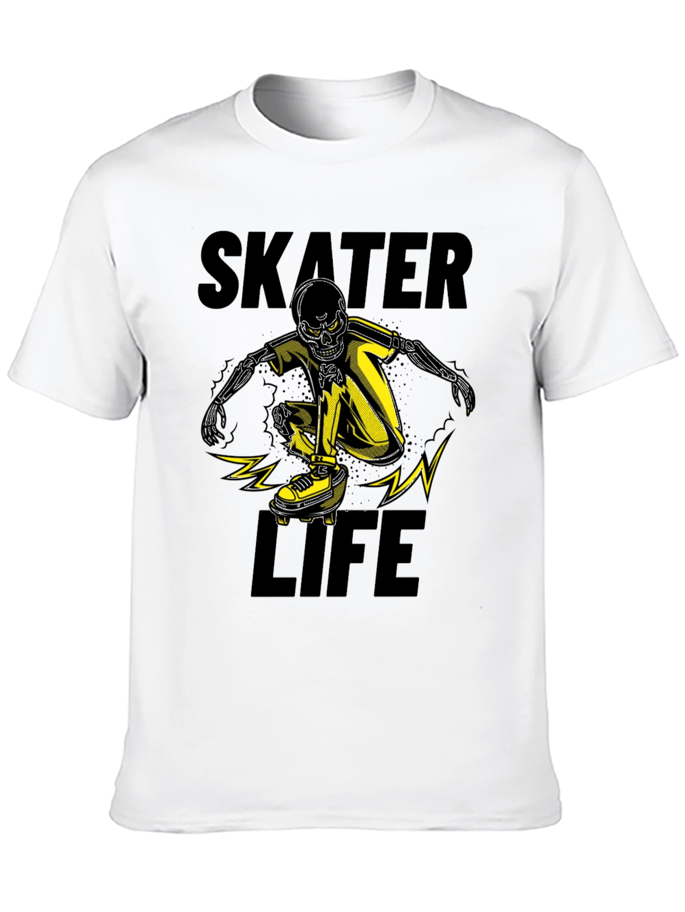 Skater Life Skeleton Graphic Tee - Black