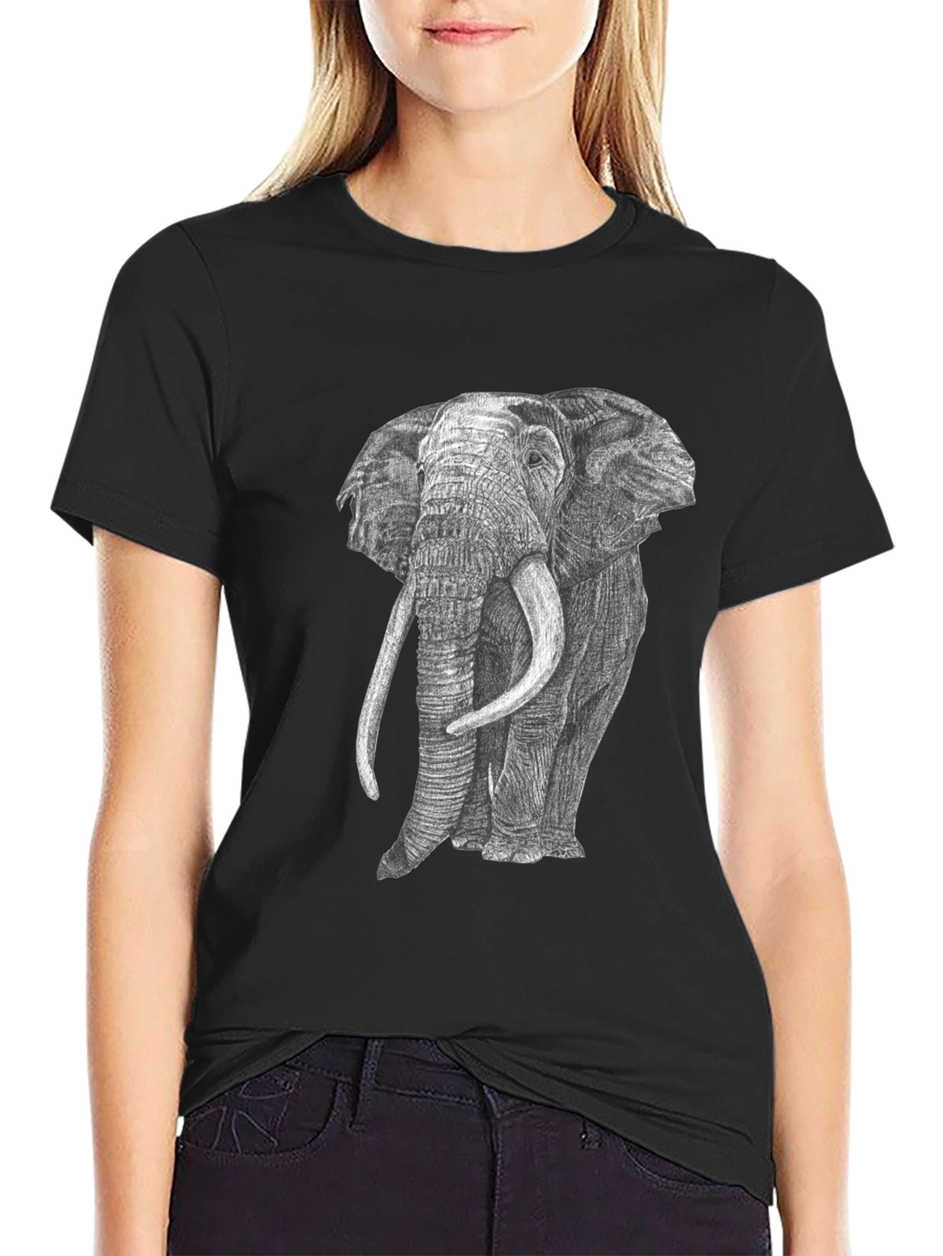 Elephant Graphic Tee - Unisex Black Cotton Shirt
