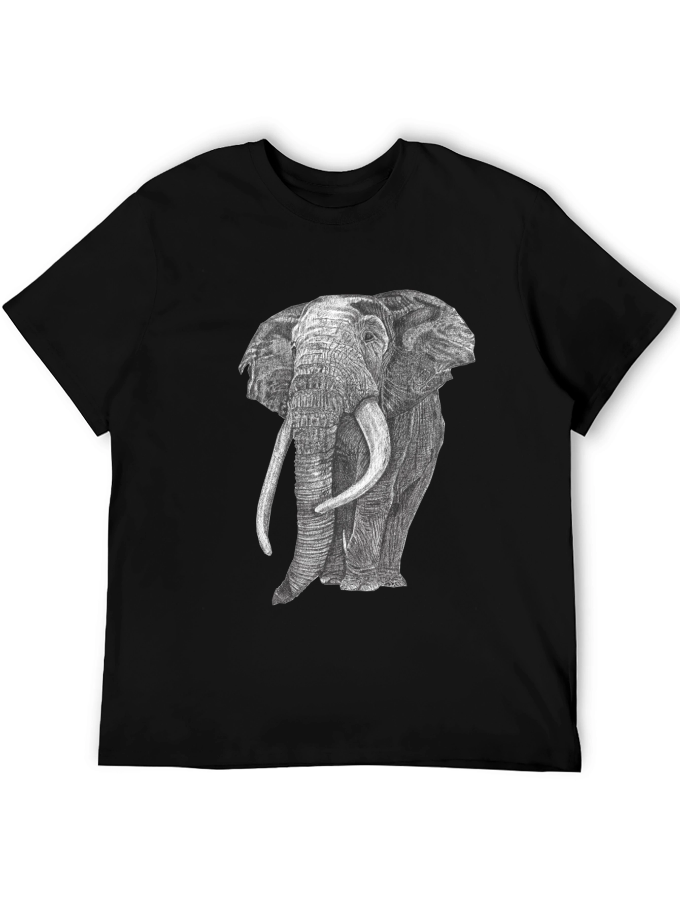 Elephant Graphic Tee - Unisex Black Cotton Shirt