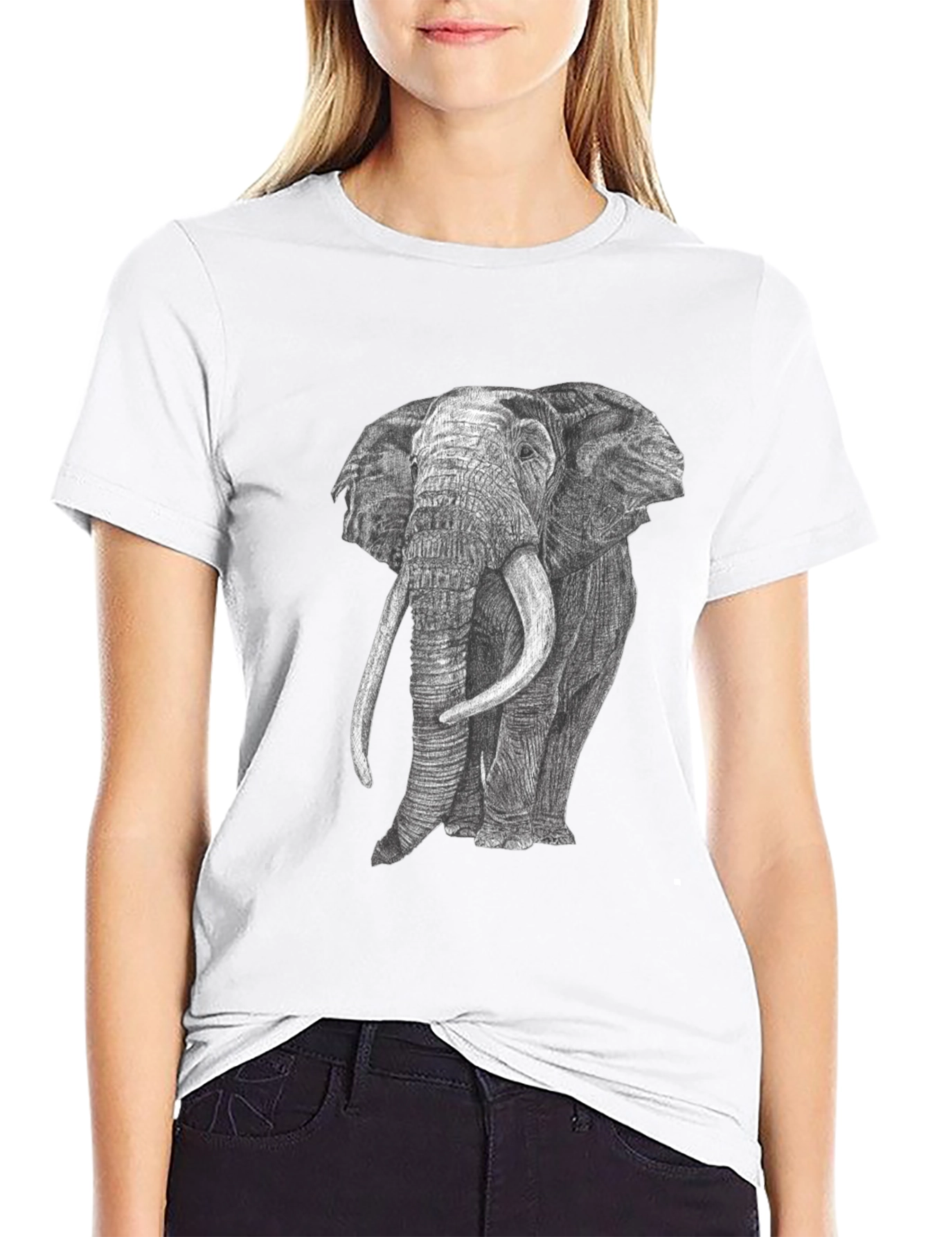 Elephant Graphic Tee - Unisex Black Cotton Shirt