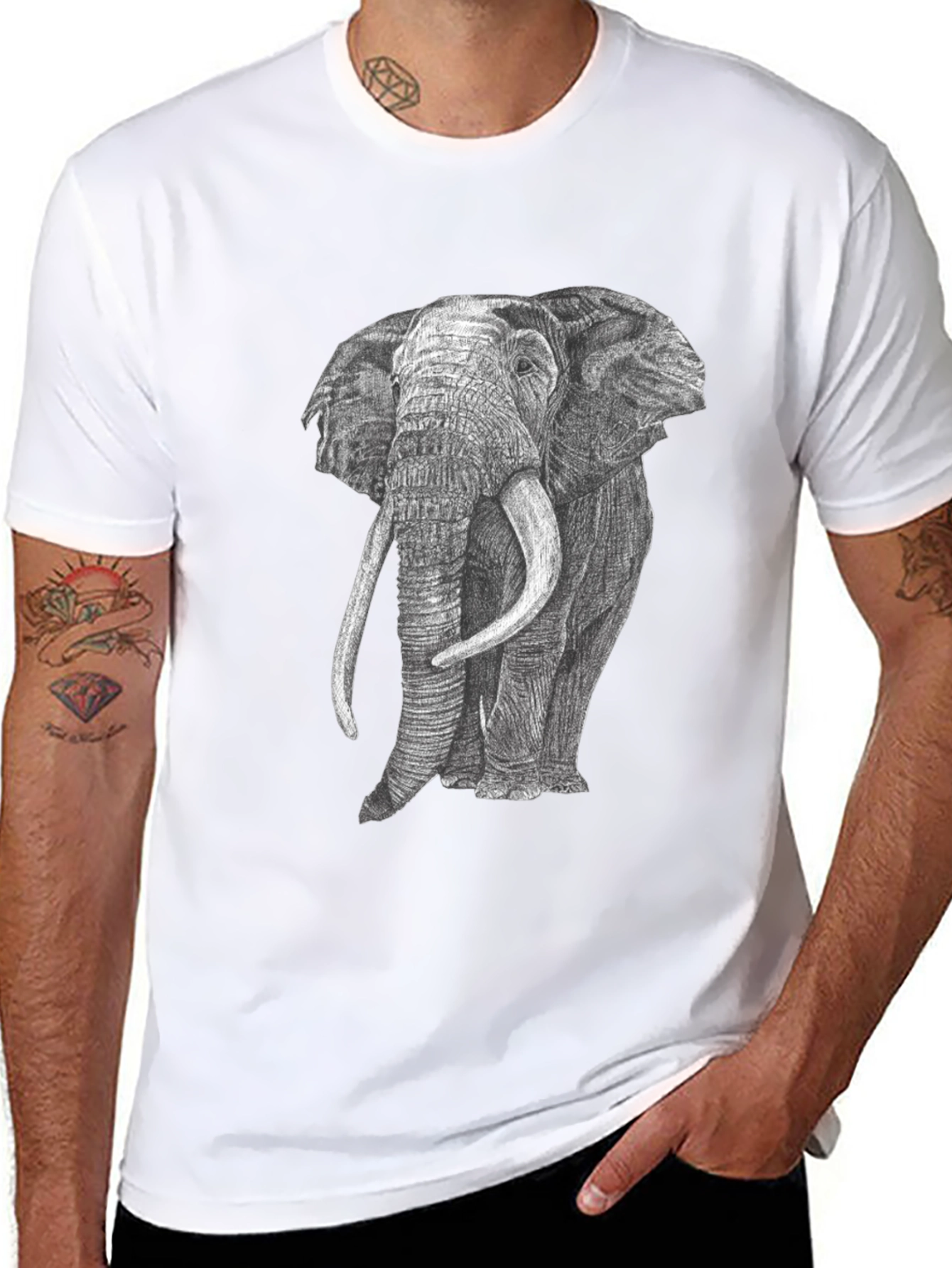 Elephant Graphic Tee - Unisex Black Cotton Shirt