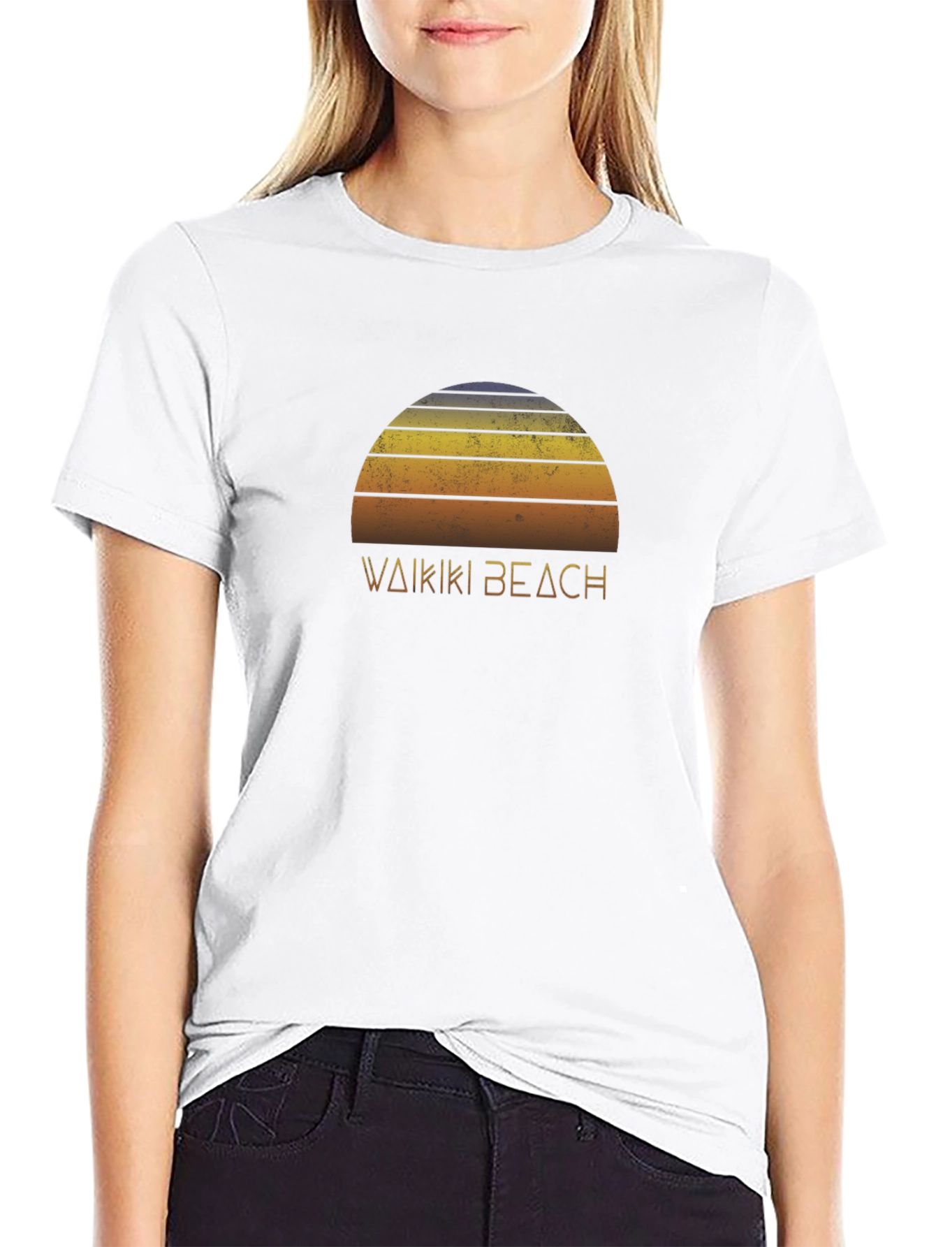 Waikiki Beach Retro Sunset T-Shirt