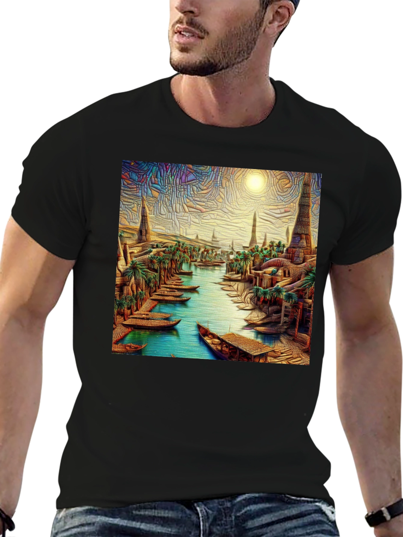 Ancient City River Black T-Shirt