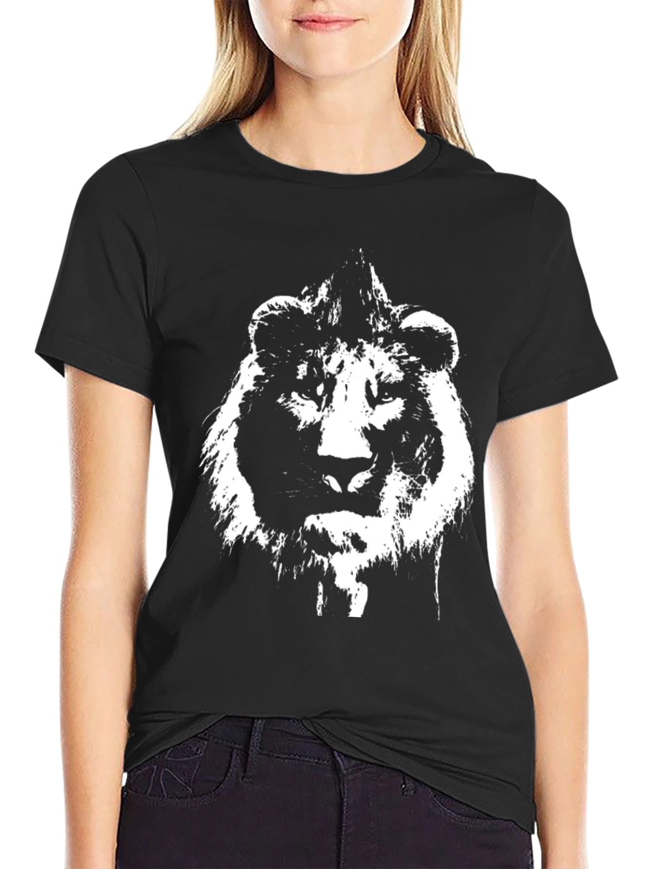 Lion Graphic T-Shirt - Black Cotton Tee