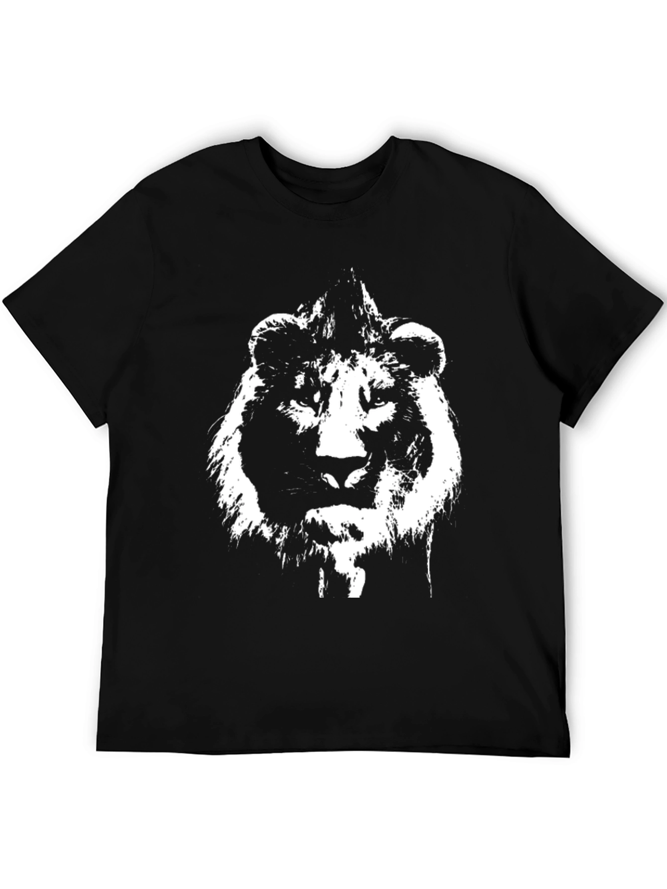 Lion Graphic T-Shirt - Black Cotton Tee