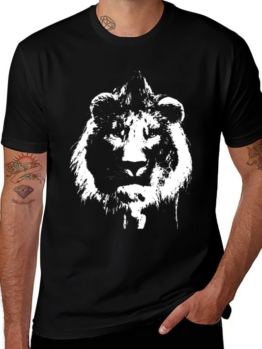 Lion Graphic T-Shirt - Black Cotton Tee