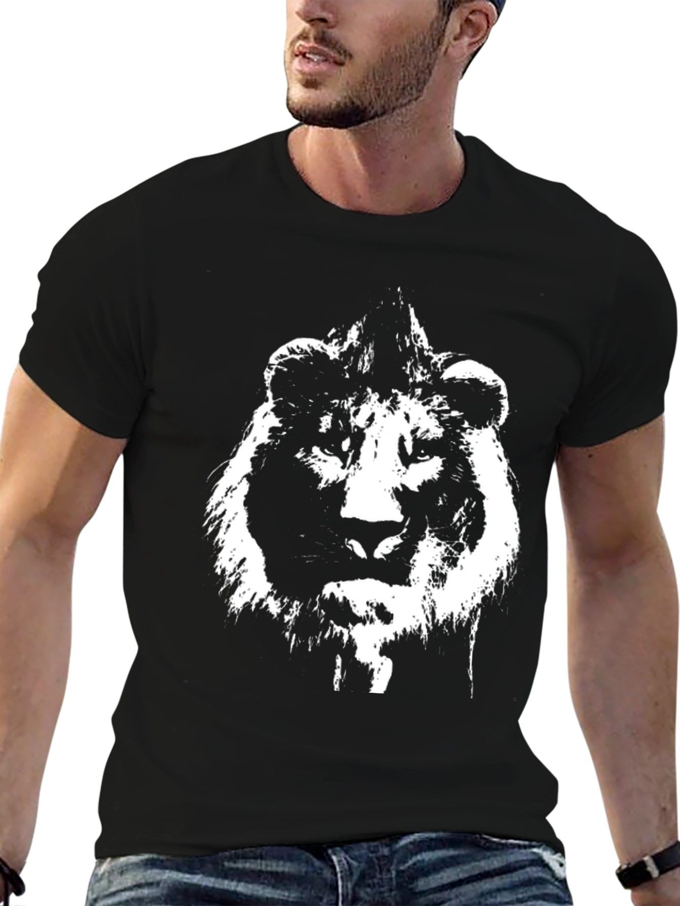 Lion Graphic T-Shirt - Black Cotton Tee