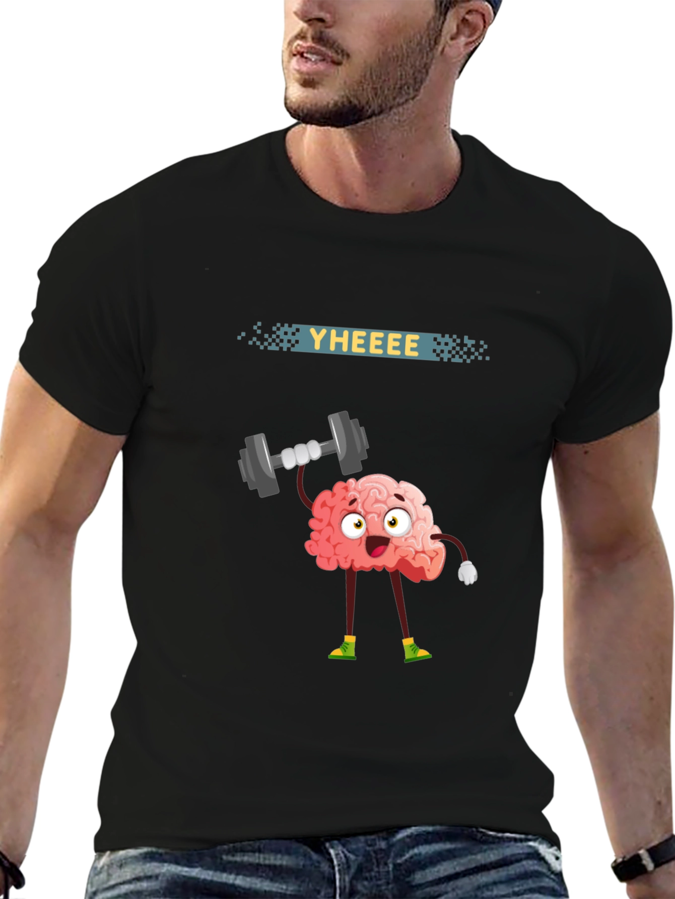 Brain Lifting Weights Graphic T-Shirt