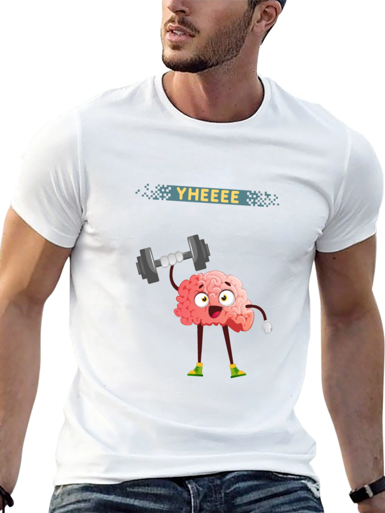 Brain Lifting Weights Graphic T-Shirt
