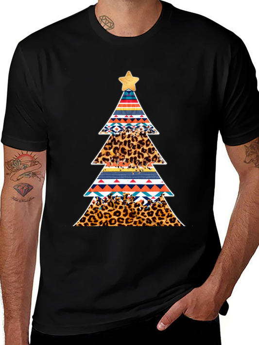 Festive Christmas Tree Pattern T-Shirt