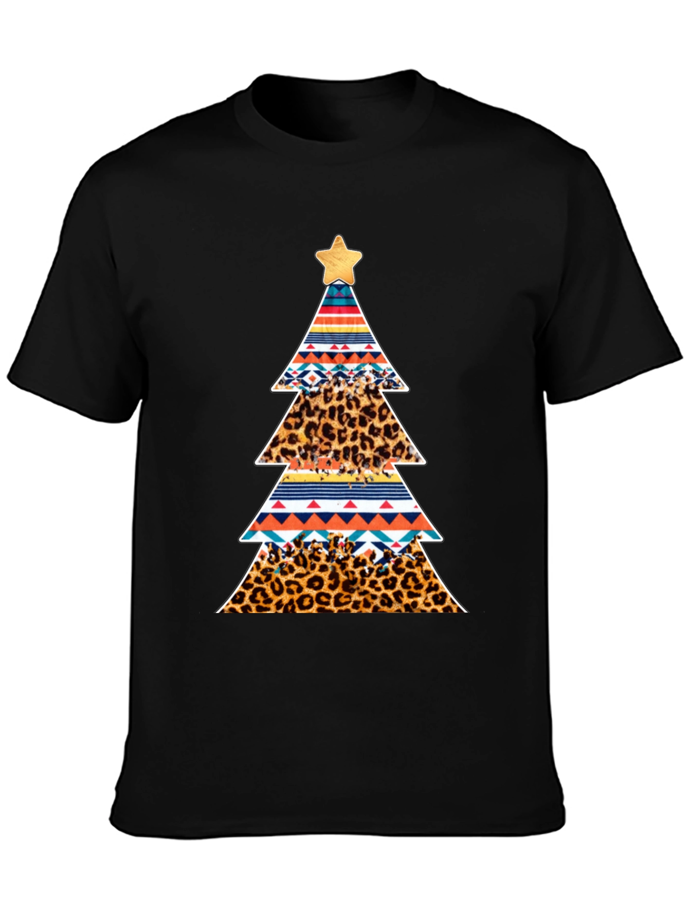 Festive Christmas Tree Pattern T-Shirt