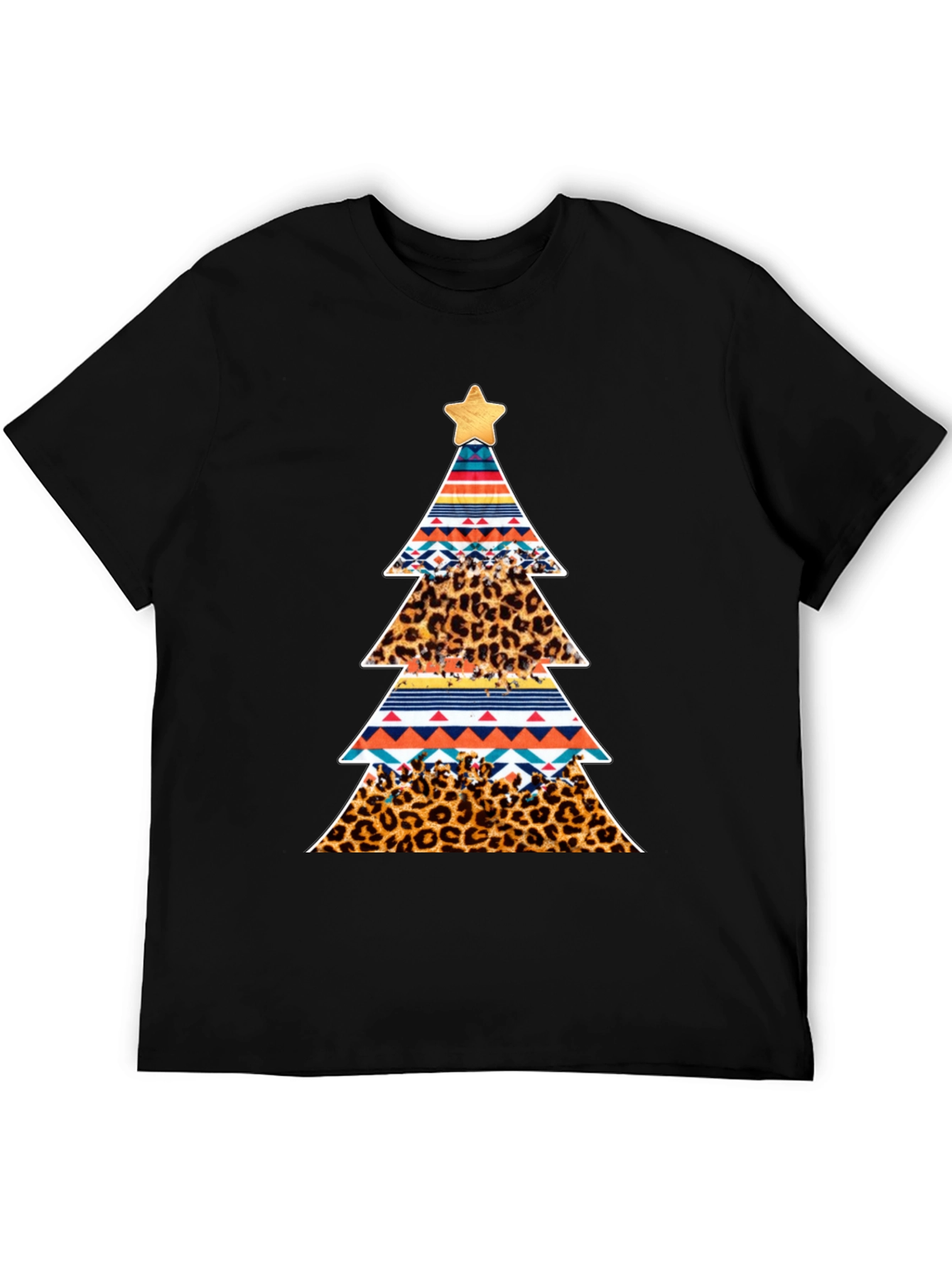 Festive Christmas Tree Pattern T-Shirt