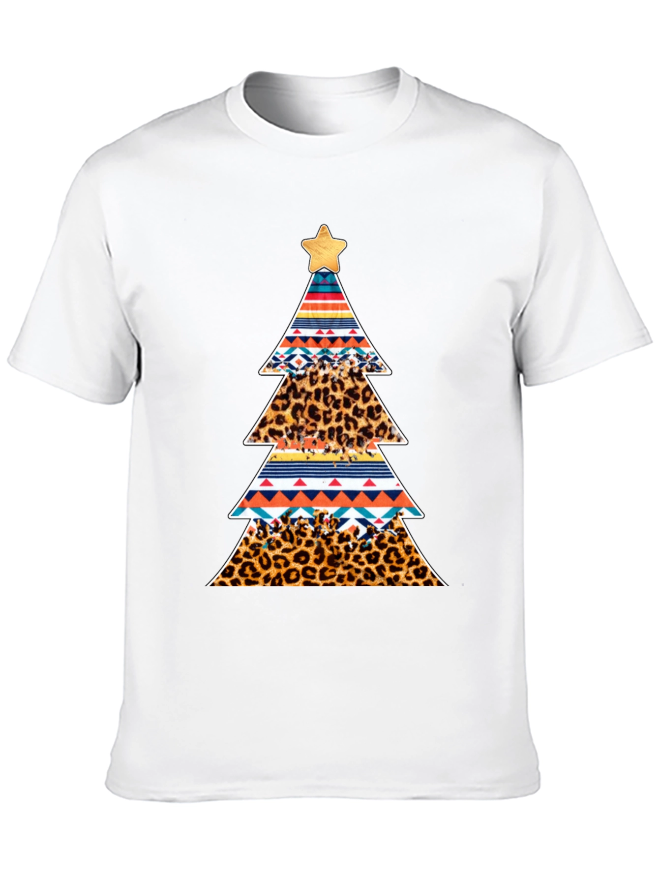 Festive Christmas Tree Pattern T-Shirt