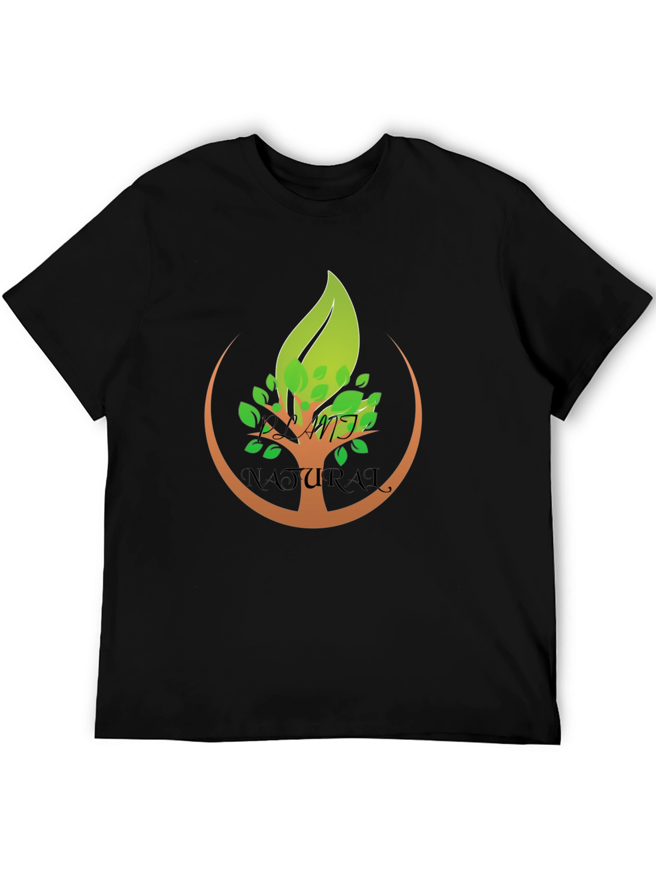 Natural Tree Design Black T-Shirt