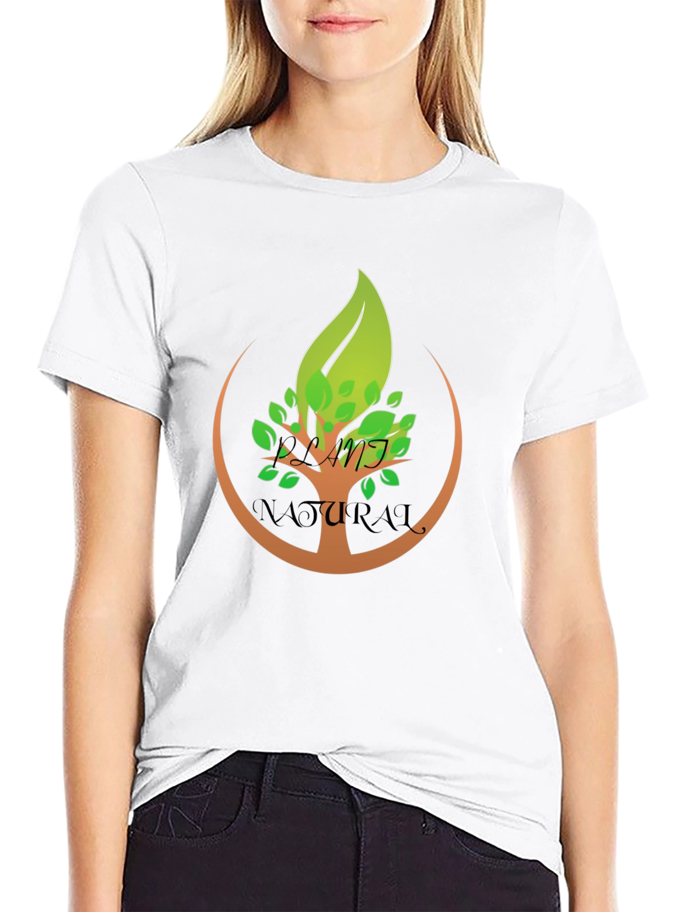 Natural Tree Design Black T-Shirt