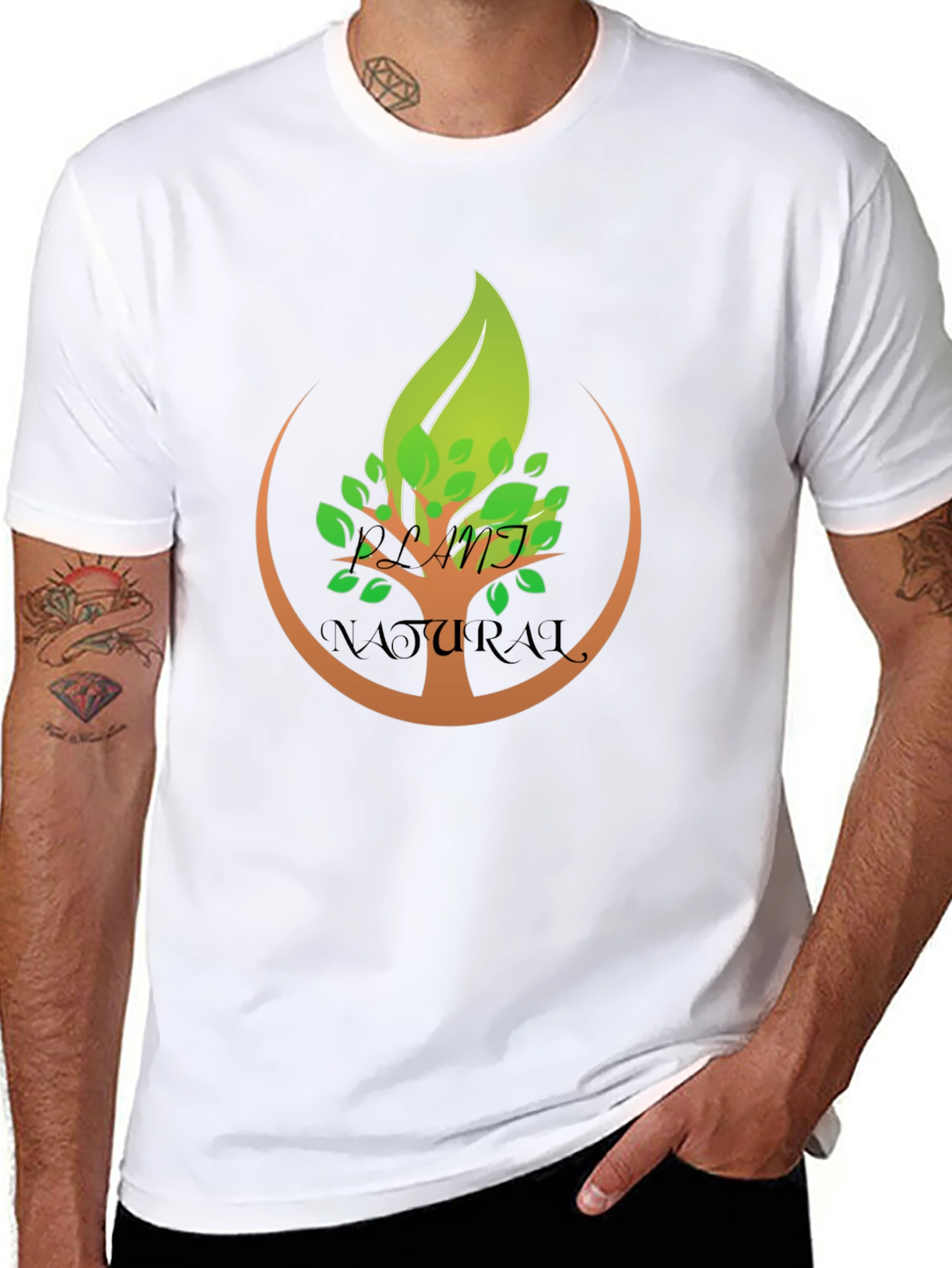 Natural Tree Design Black T-Shirt