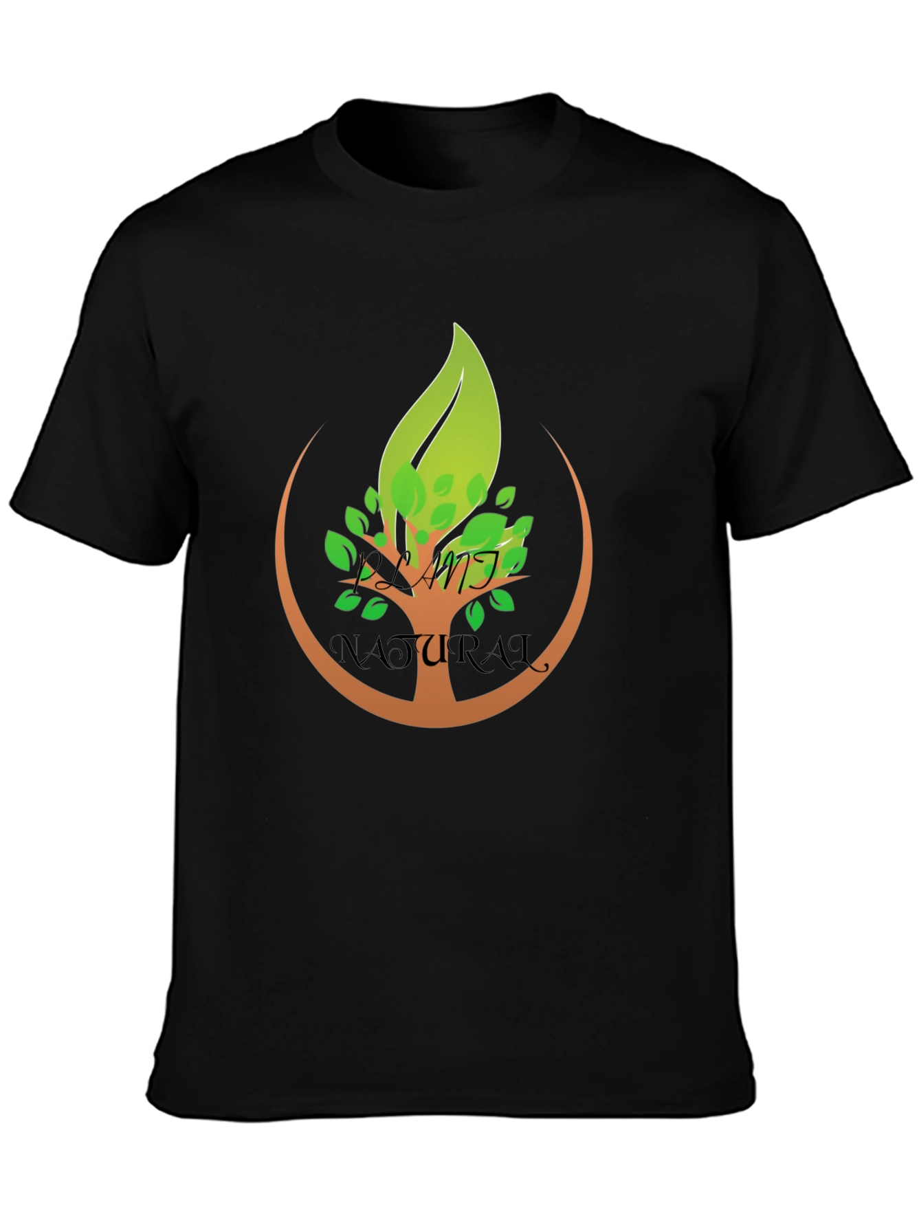 Natural Tree Design Black T-Shirt