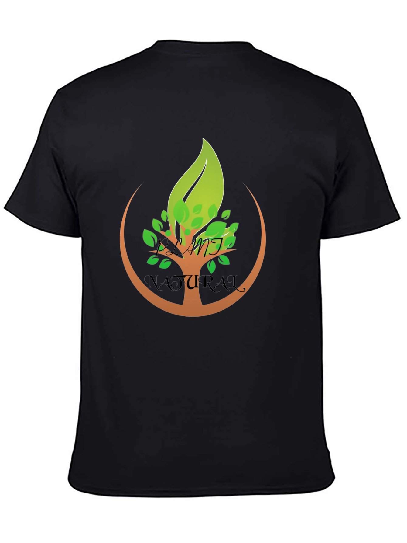 Natural Tree Design Black T-Shirt