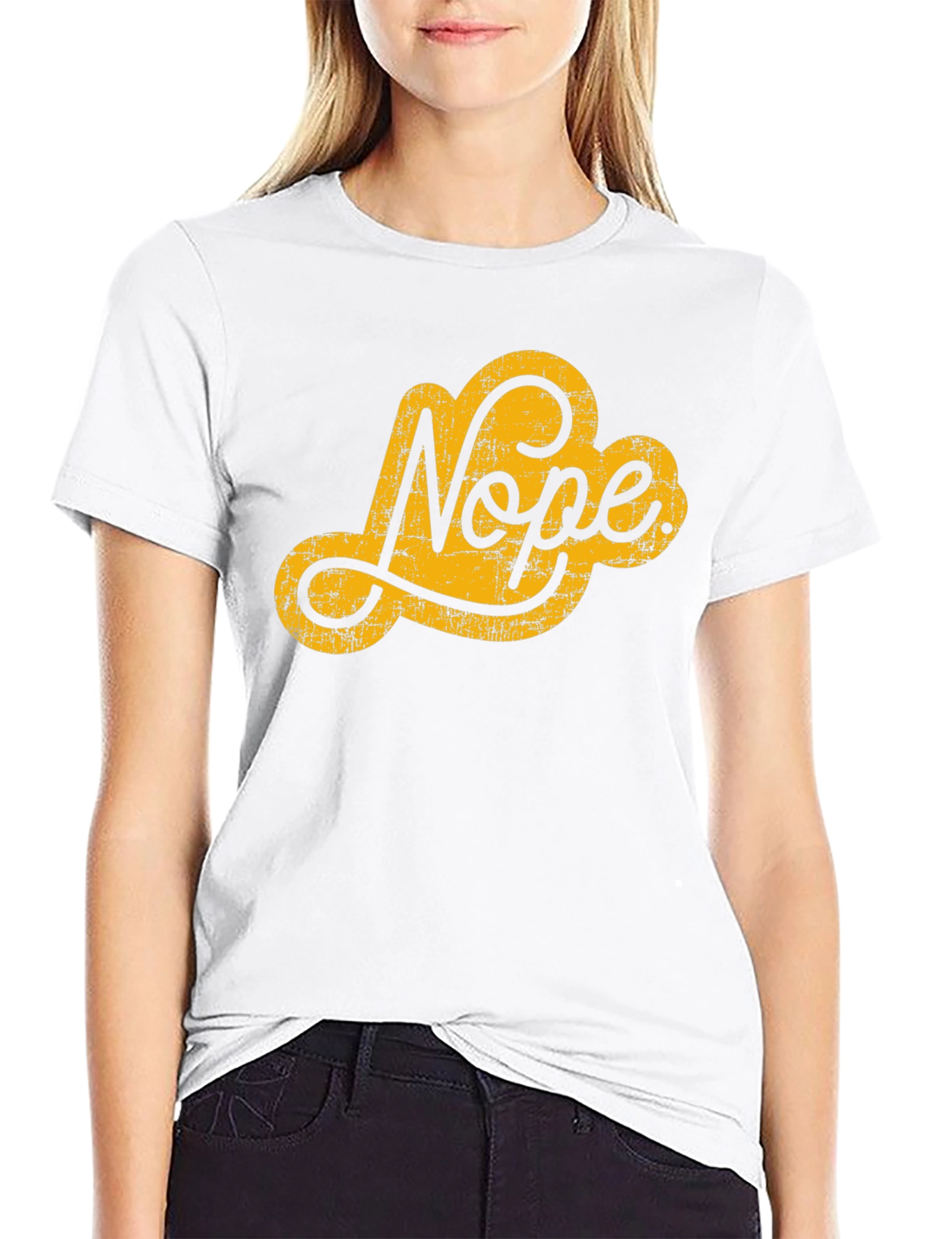 Nope Graphic Tee - Black Crew Neck T-Shirt