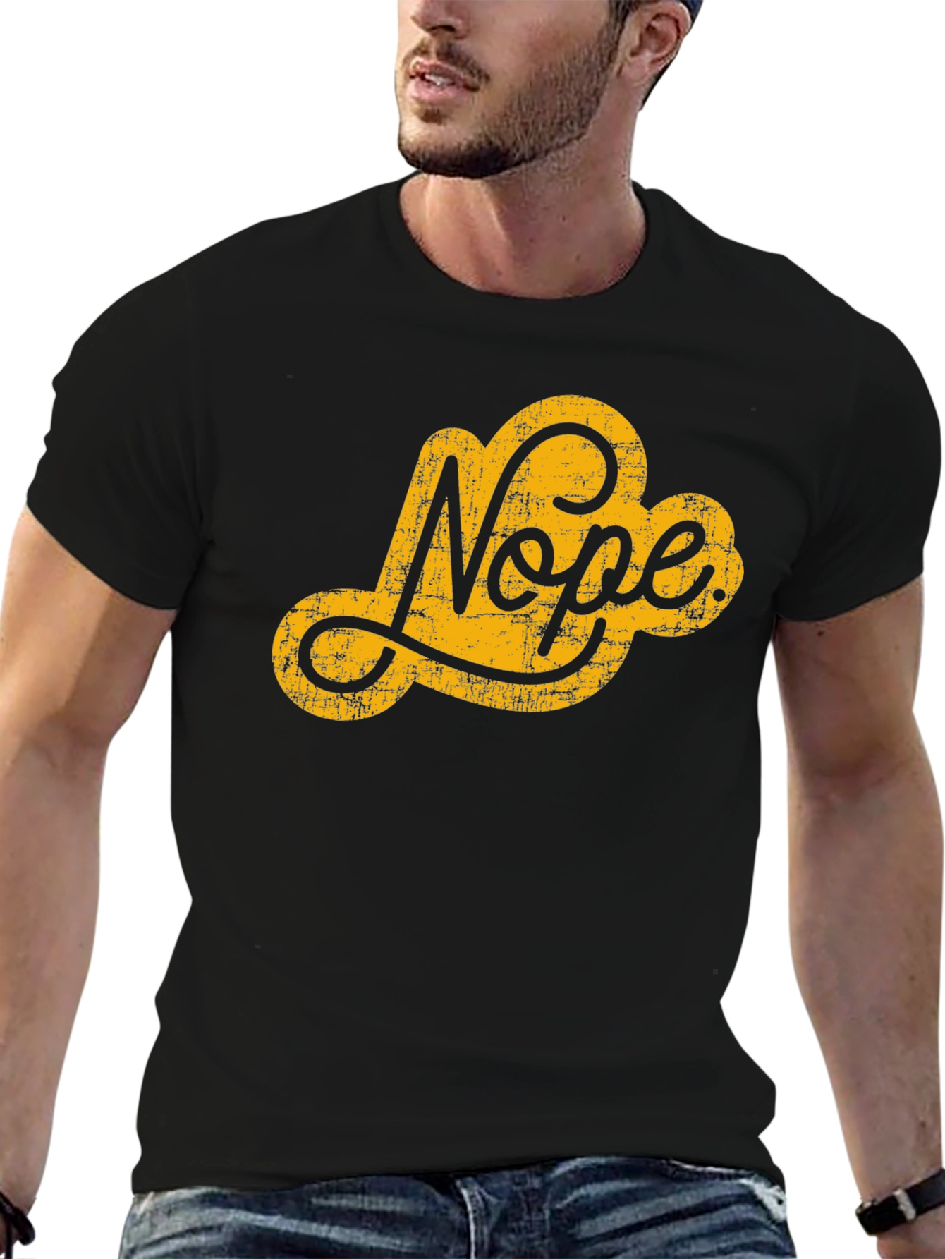 Nope Graphic Tee - Black Crew Neck T-Shirt