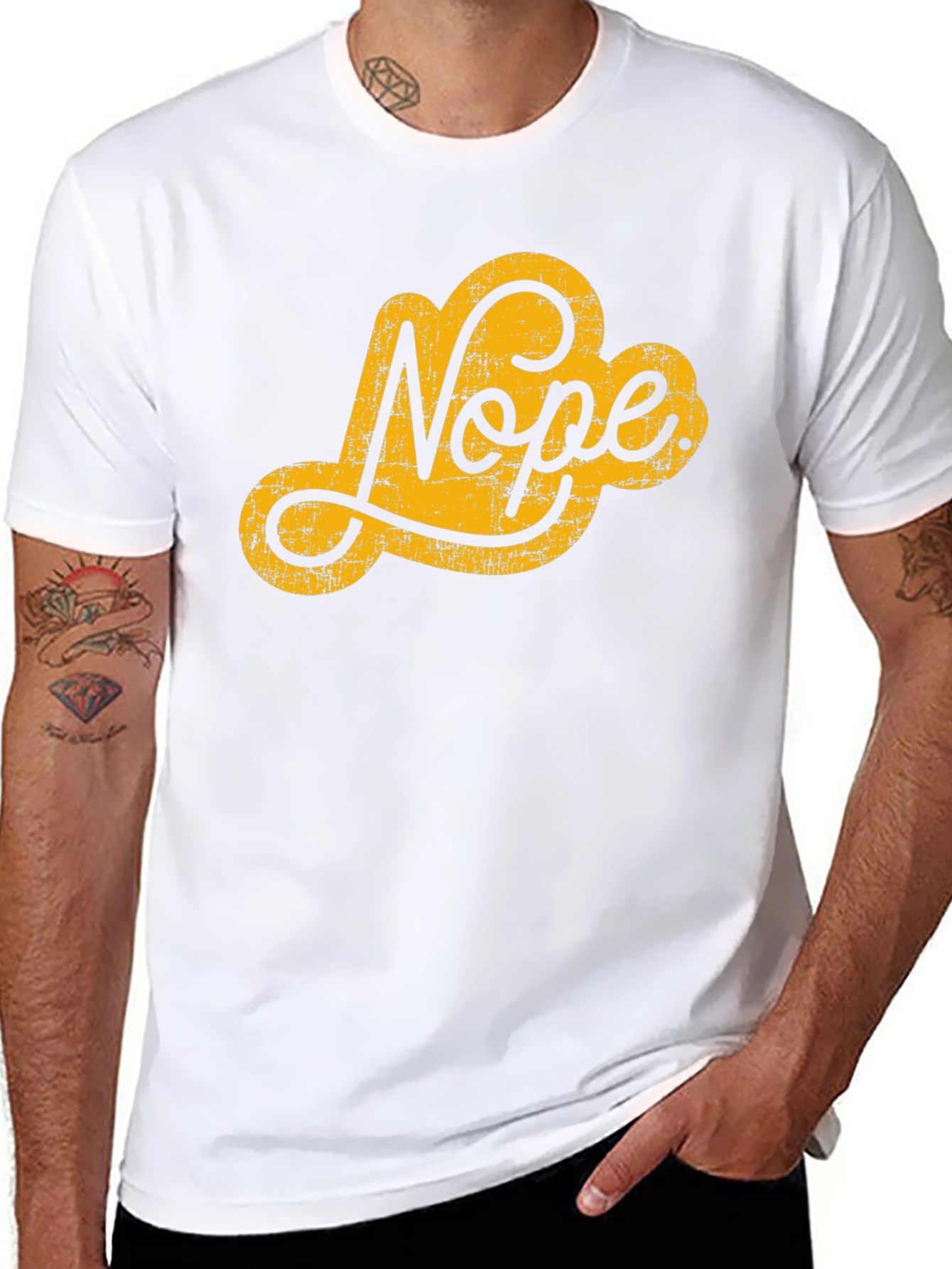 Nope Graphic Tee - Black Crew Neck T-Shirt
