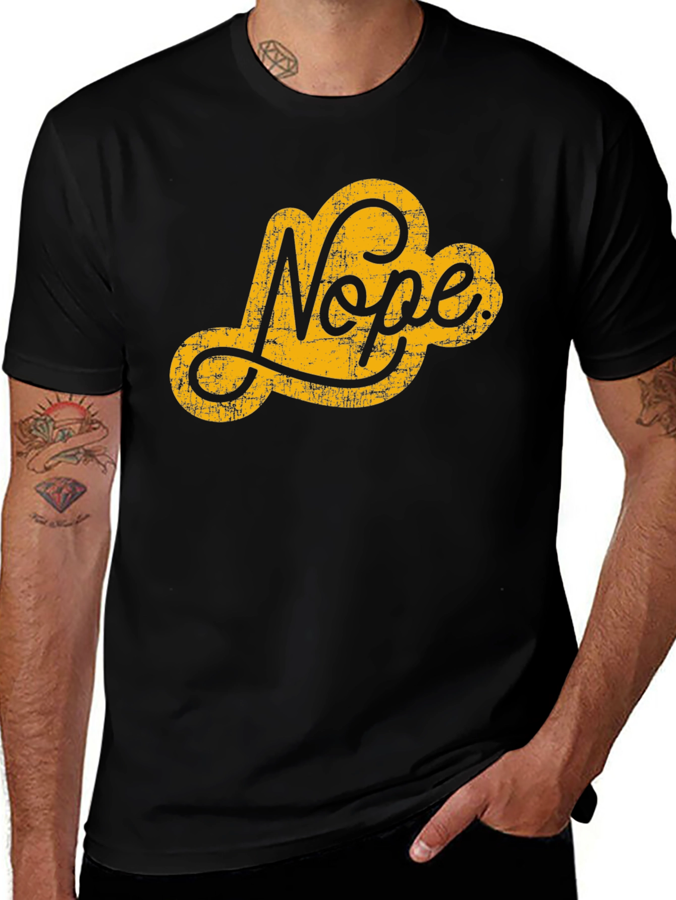 Nope Graphic Tee - Black Crew Neck T-Shirt