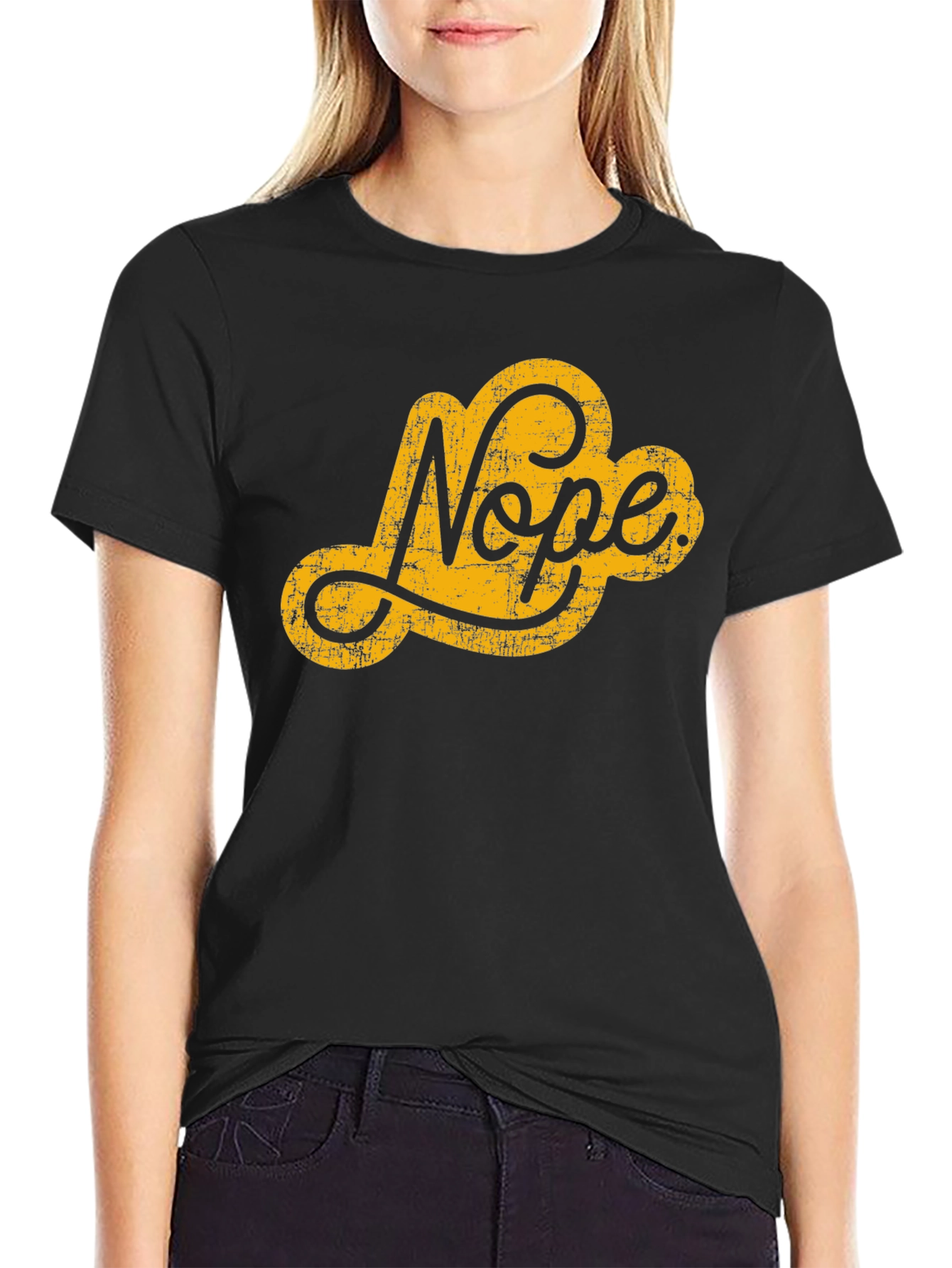 Nope Graphic Tee - Black Crew Neck T-Shirt