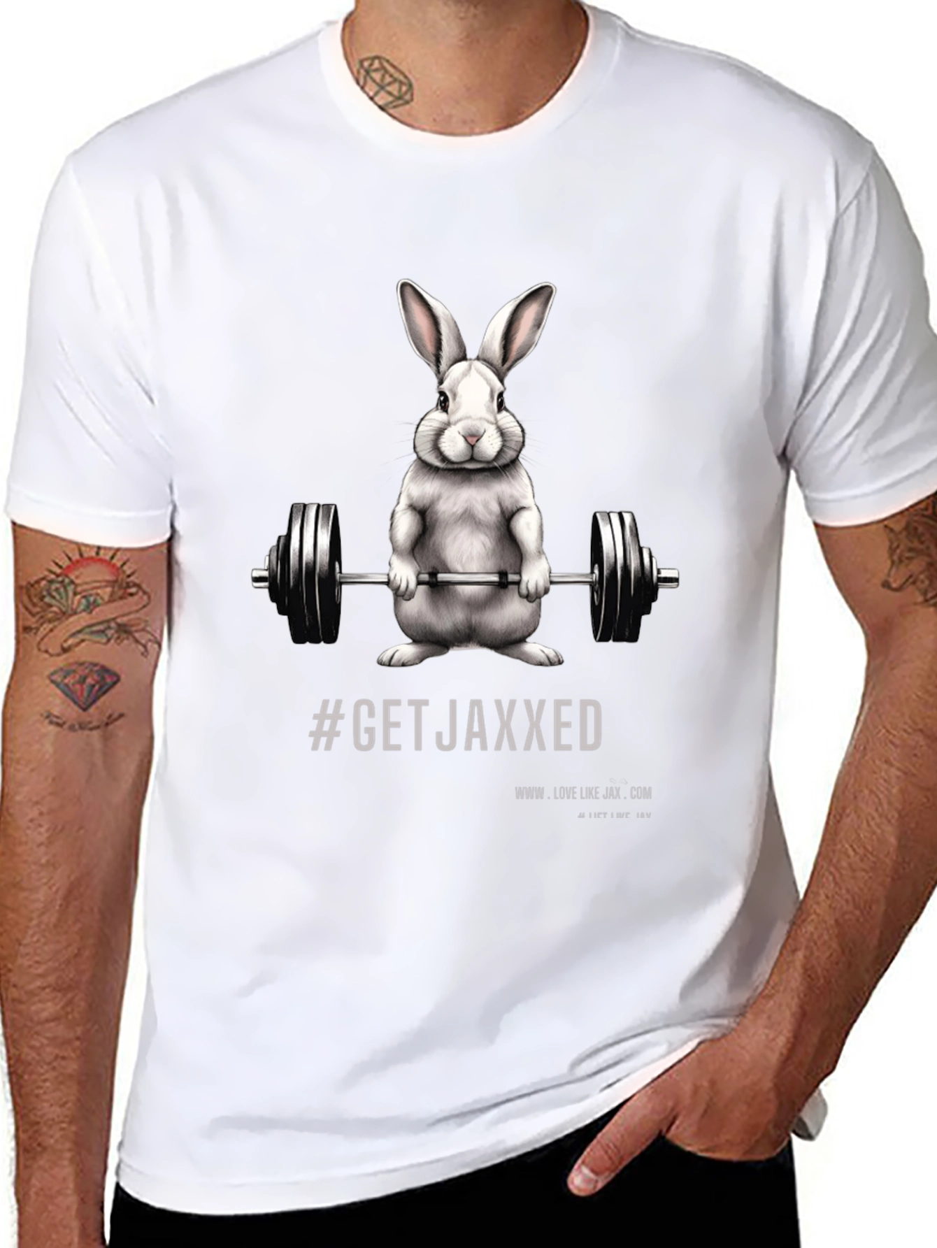 Get Jaxxed Bunny Barbell Black T-Shirt