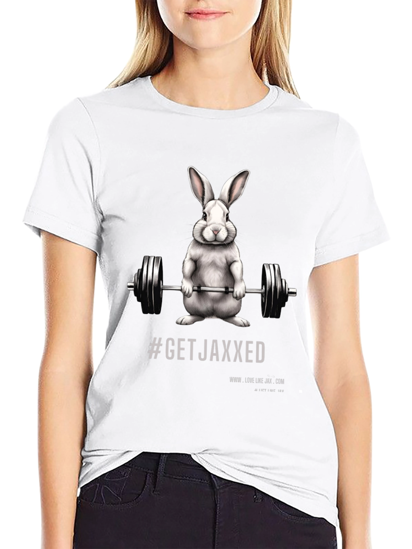 Get Jaxxed Bunny Barbell Black T-Shirt