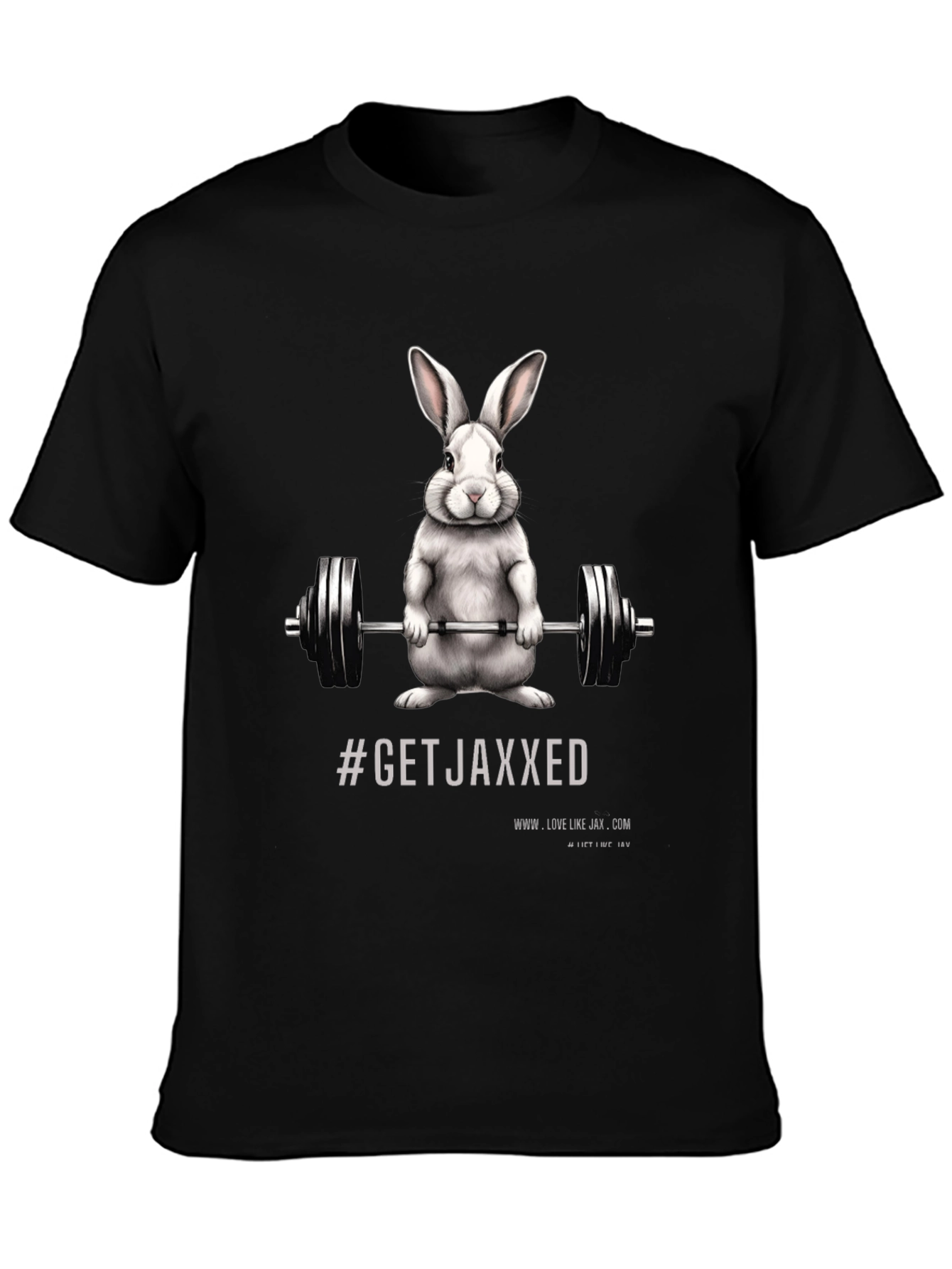 Get Jaxxed Bunny Barbell Black T-Shirt
